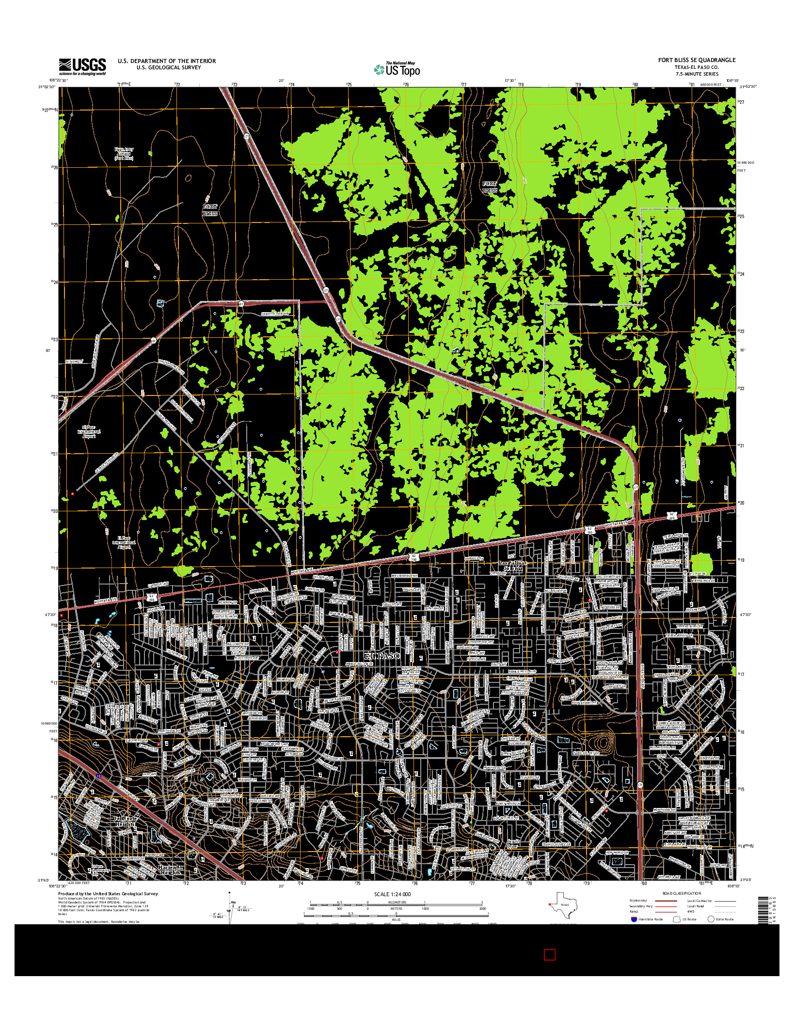 USGS US TOPO 7.5-MINUTE MAP FOR FORT BLISS SE, TX 2016