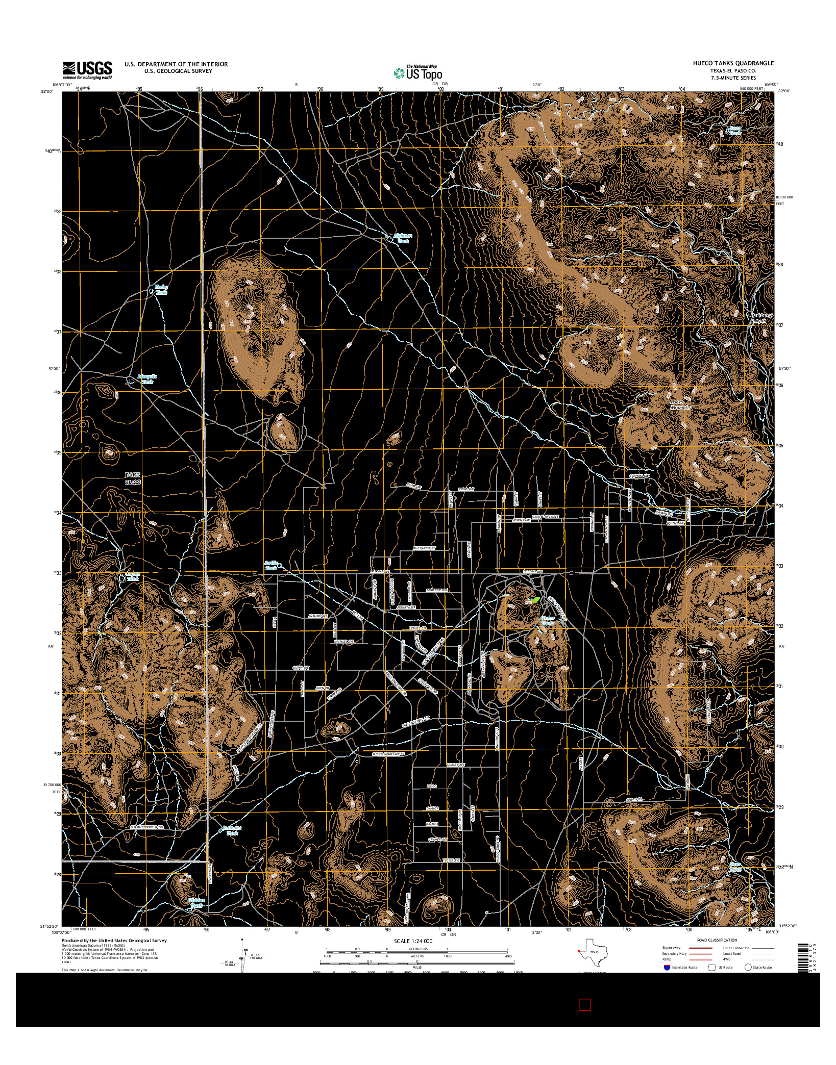 USGS US TOPO 7.5-MINUTE MAP FOR HUECO TANKS, TX 2016