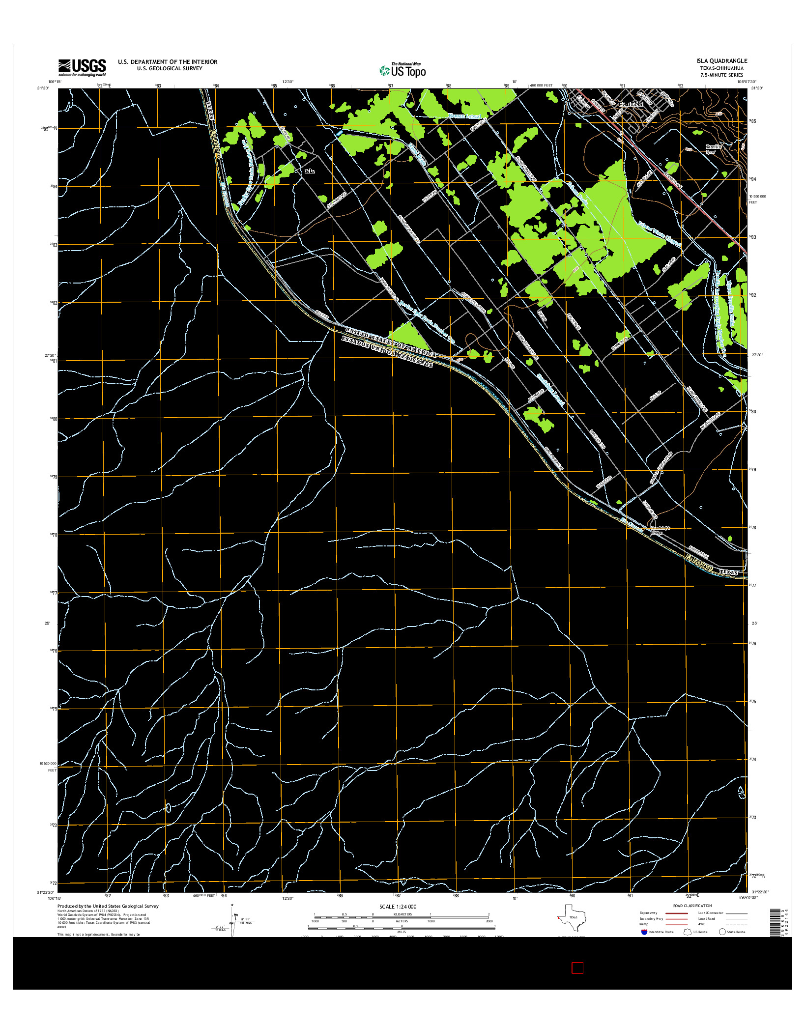 USGS US TOPO 7.5-MINUTE MAP FOR ISLA, TX-CHH 2016