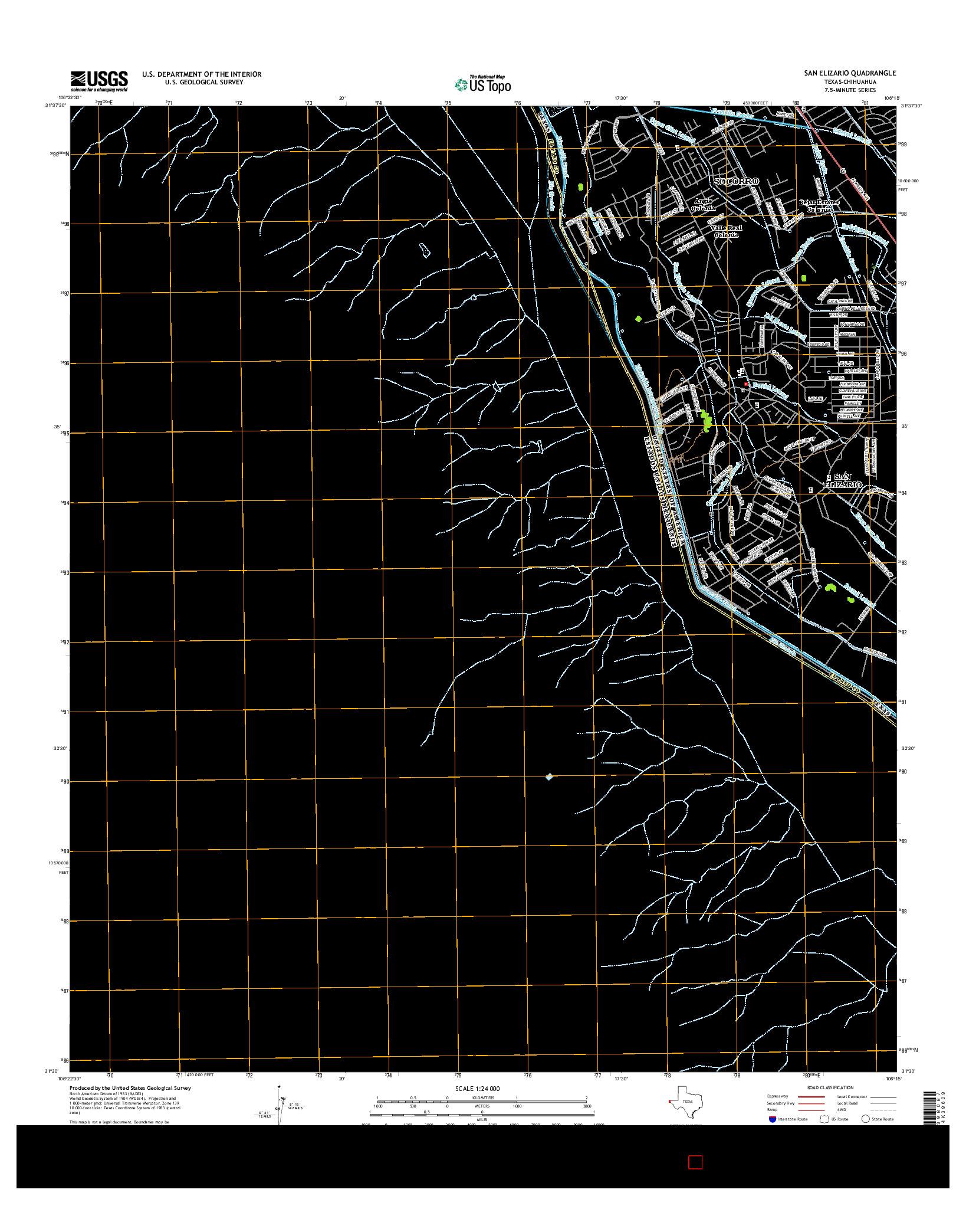 USGS US TOPO 7.5-MINUTE MAP FOR SAN ELIZARIO, TX-CHH 2016