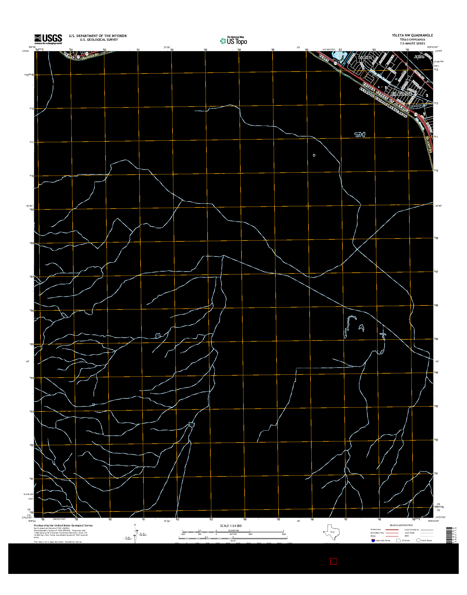 USGS US TOPO 7.5-MINUTE MAP FOR YSLETA NW, TX-CHH 2016