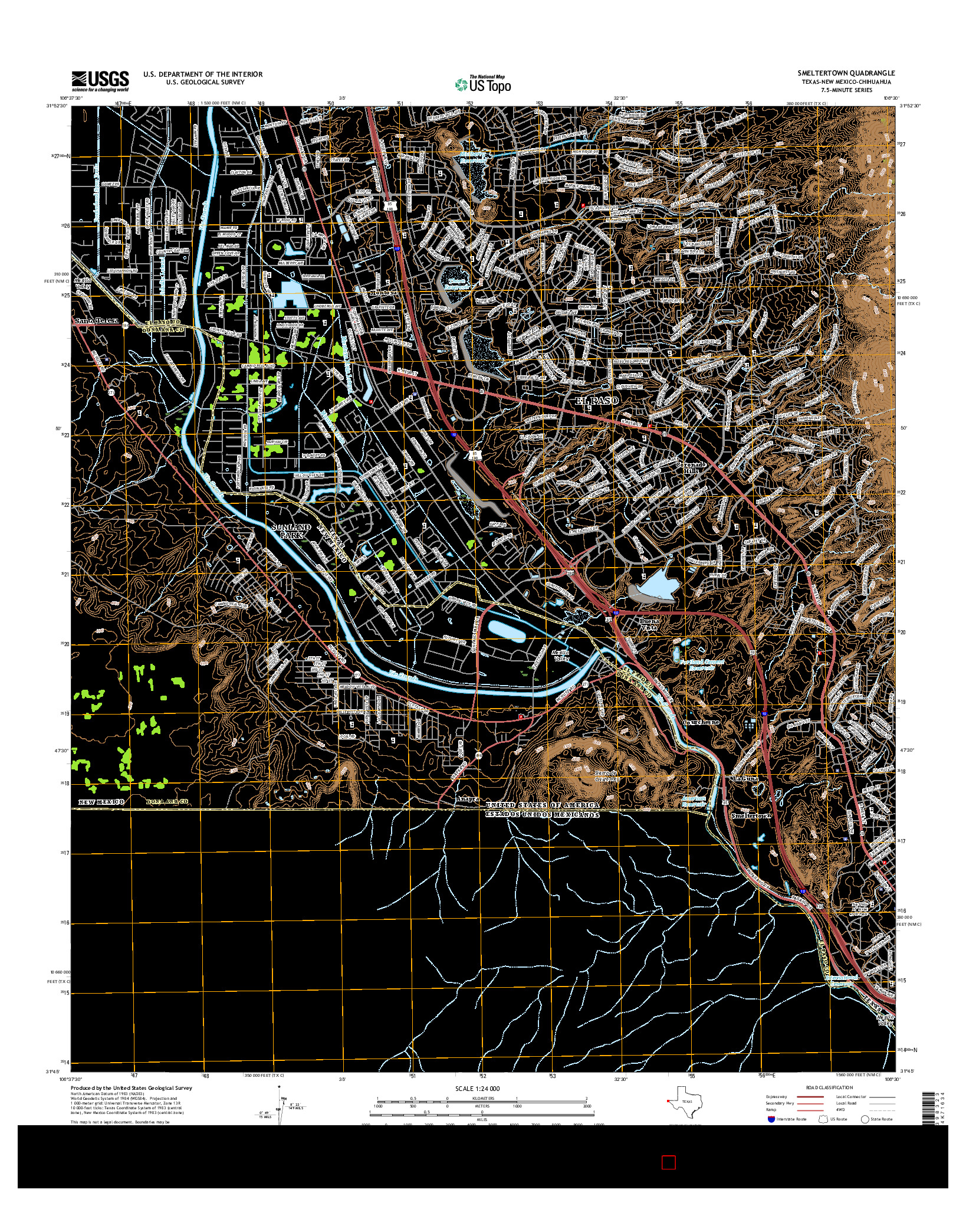 USGS US TOPO 7.5-MINUTE MAP FOR SMELTERTOWN, TX-NM-CHH 2016