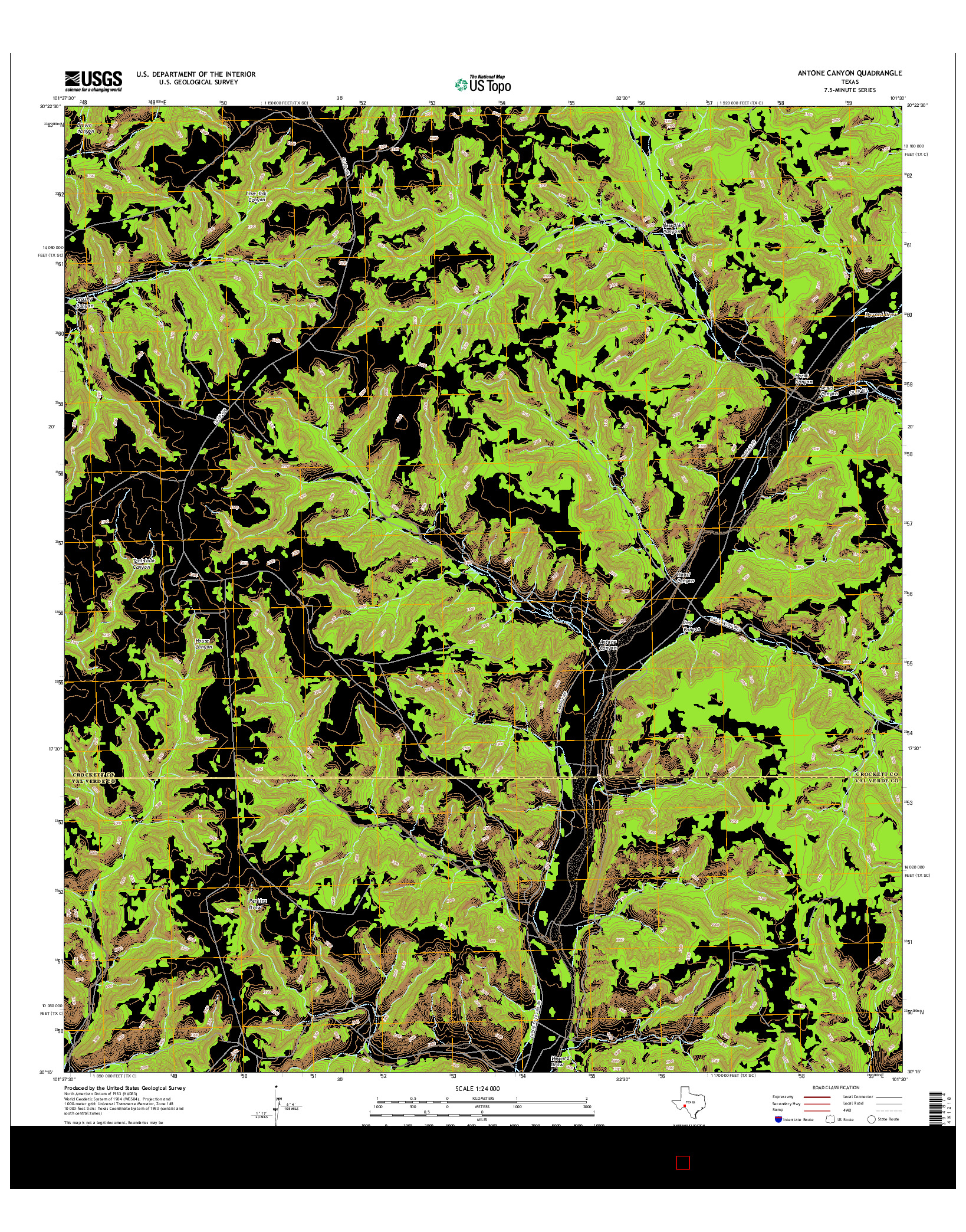 USGS US TOPO 7.5-MINUTE MAP FOR ANTONE CANYON, TX 2016