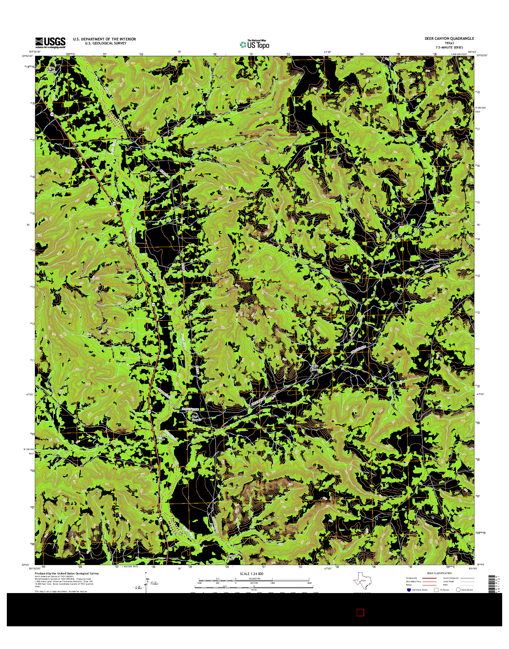 USGS US TOPO 7.5-MINUTE MAP FOR DEER CANYON, TX 2016