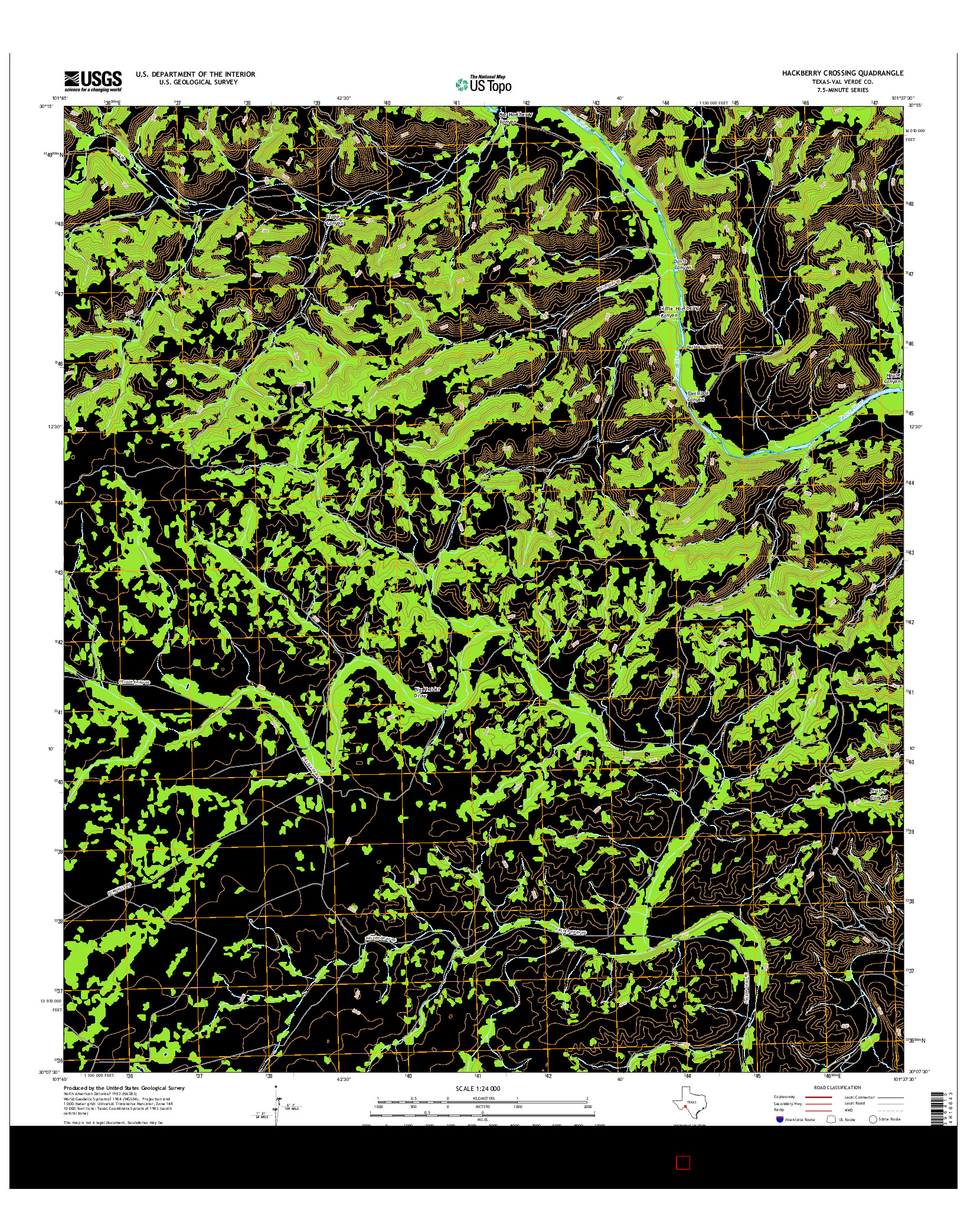 USGS US TOPO 7.5-MINUTE MAP FOR HACKBERRY CROSSING, TX 2016