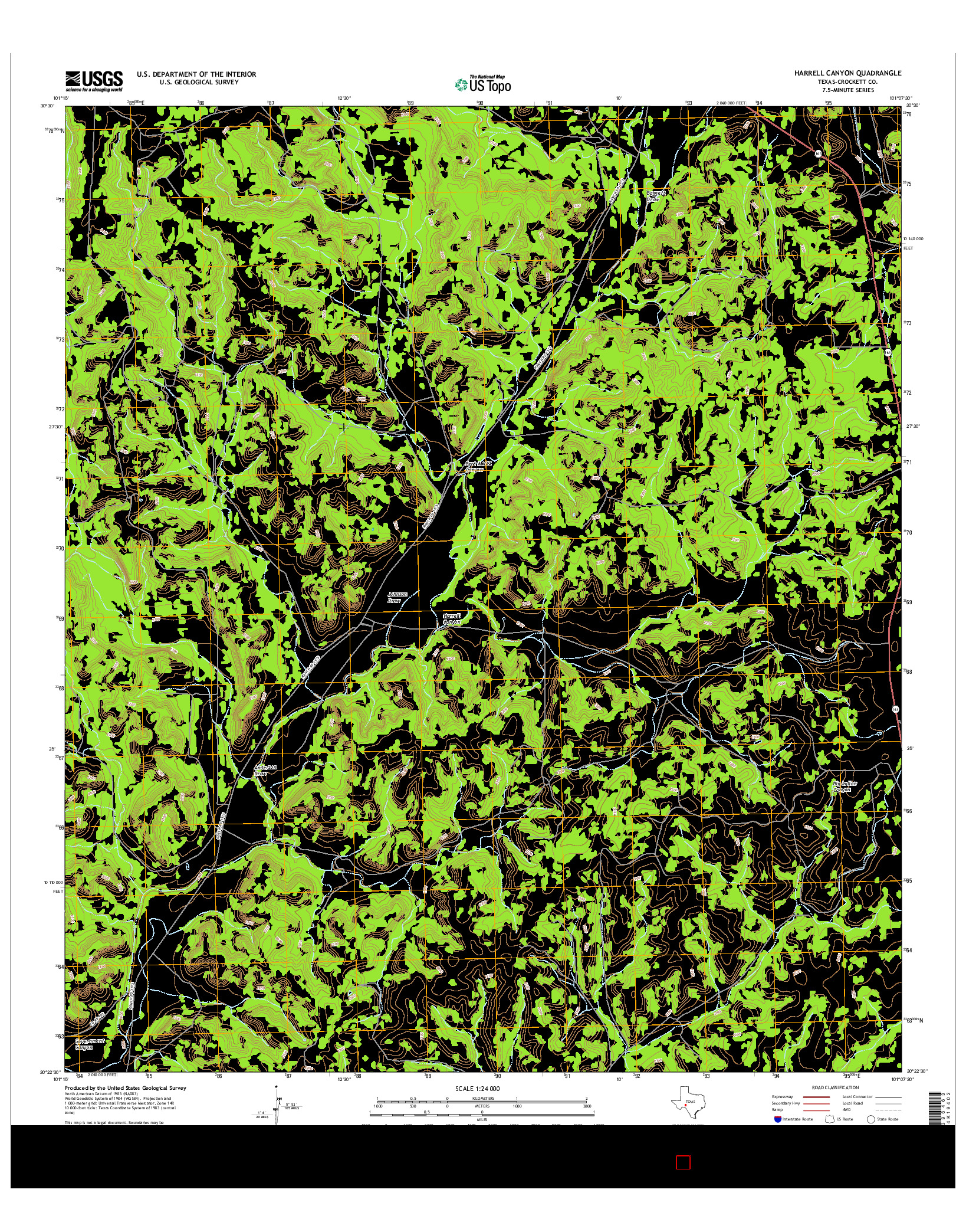 USGS US TOPO 7.5-MINUTE MAP FOR HARRELL CANYON, TX 2016