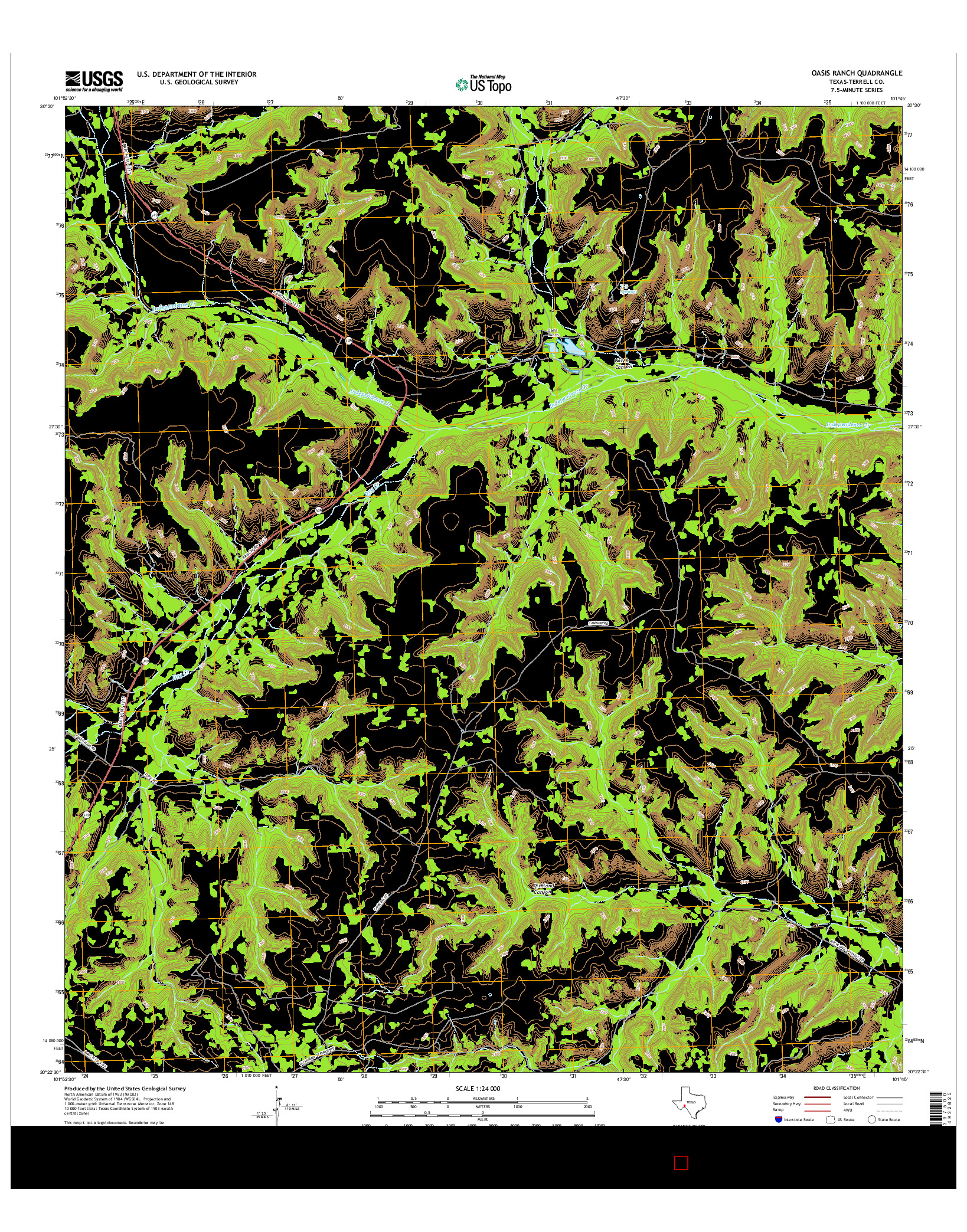 USGS US TOPO 7.5-MINUTE MAP FOR OASIS RANCH, TX 2016