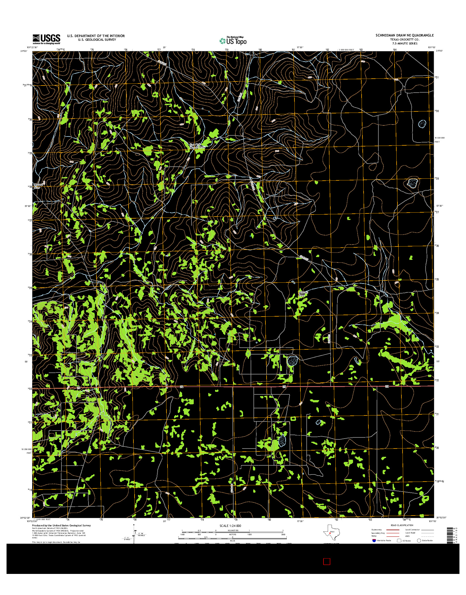 USGS US TOPO 7.5-MINUTE MAP FOR SCHNEEMAN DRAW NE, TX 2016