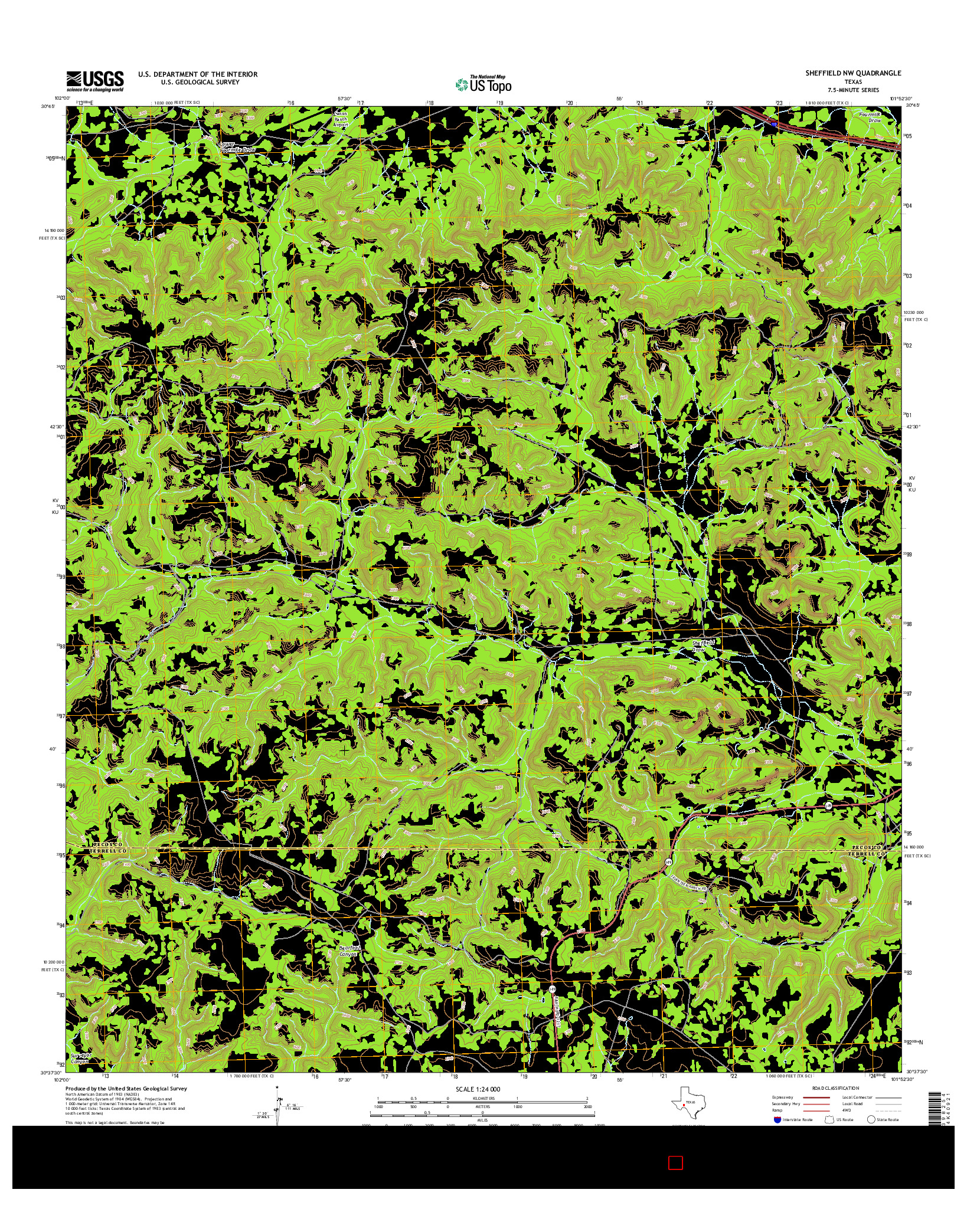 USGS US TOPO 7.5-MINUTE MAP FOR SHEFFIELD NW, TX 2016