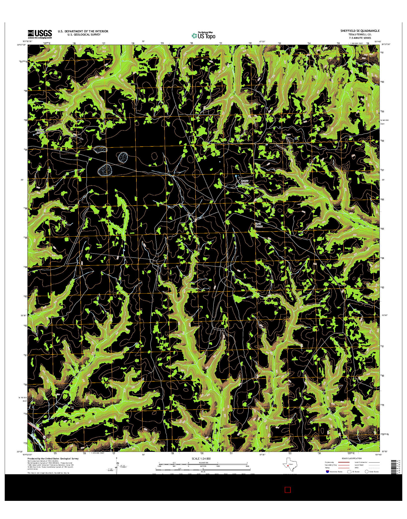 USGS US TOPO 7.5-MINUTE MAP FOR SHEFFIELD SE, TX 2016