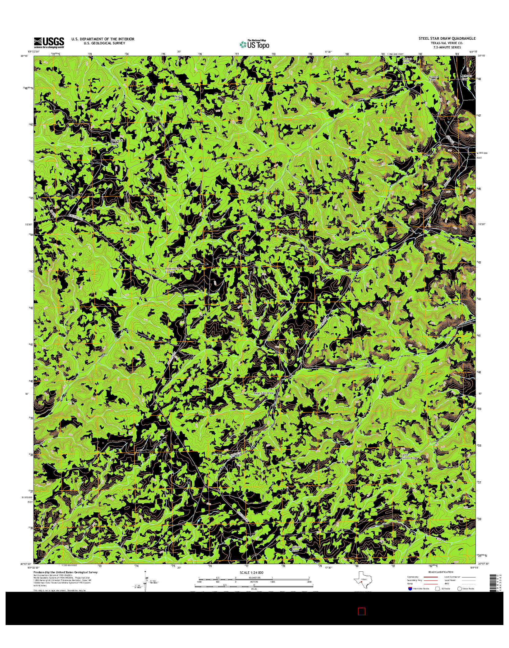 USGS US TOPO 7.5-MINUTE MAP FOR STEEL STAR DRAW, TX 2016