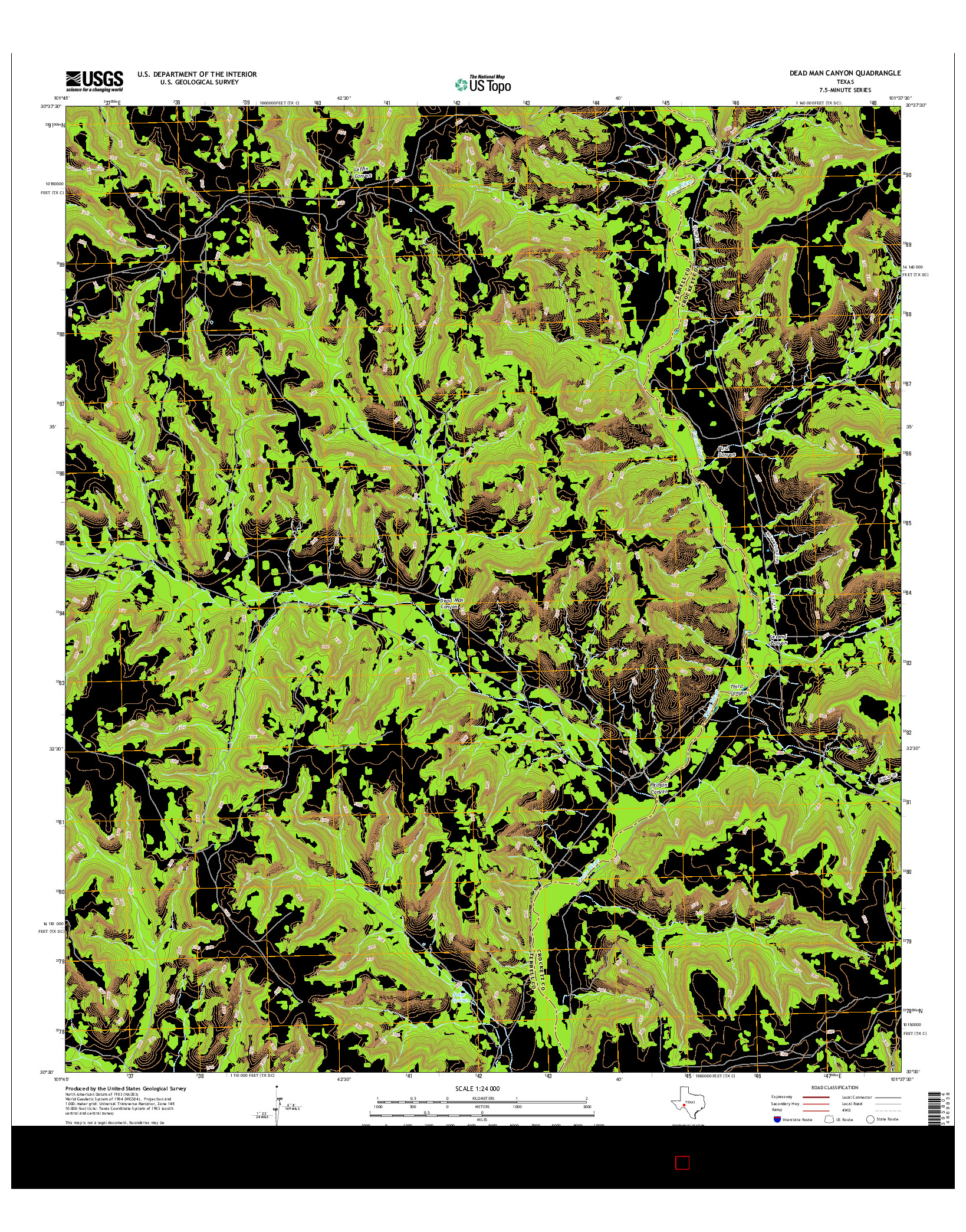 USGS US TOPO 7.5-MINUTE MAP FOR DEAD MAN CANYON, TX 2016