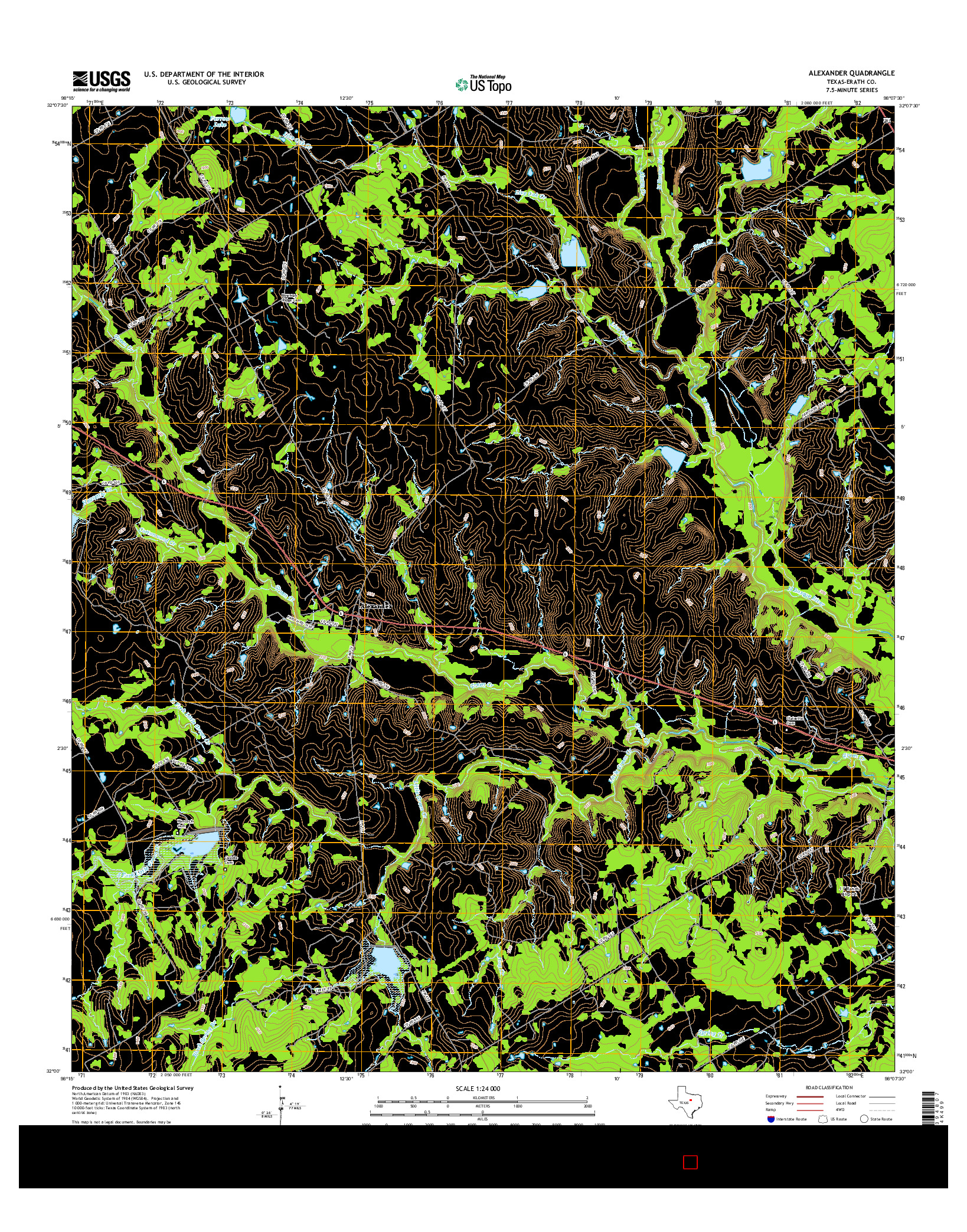 USGS US TOPO 7.5-MINUTE MAP FOR ALEXANDER, TX 2016