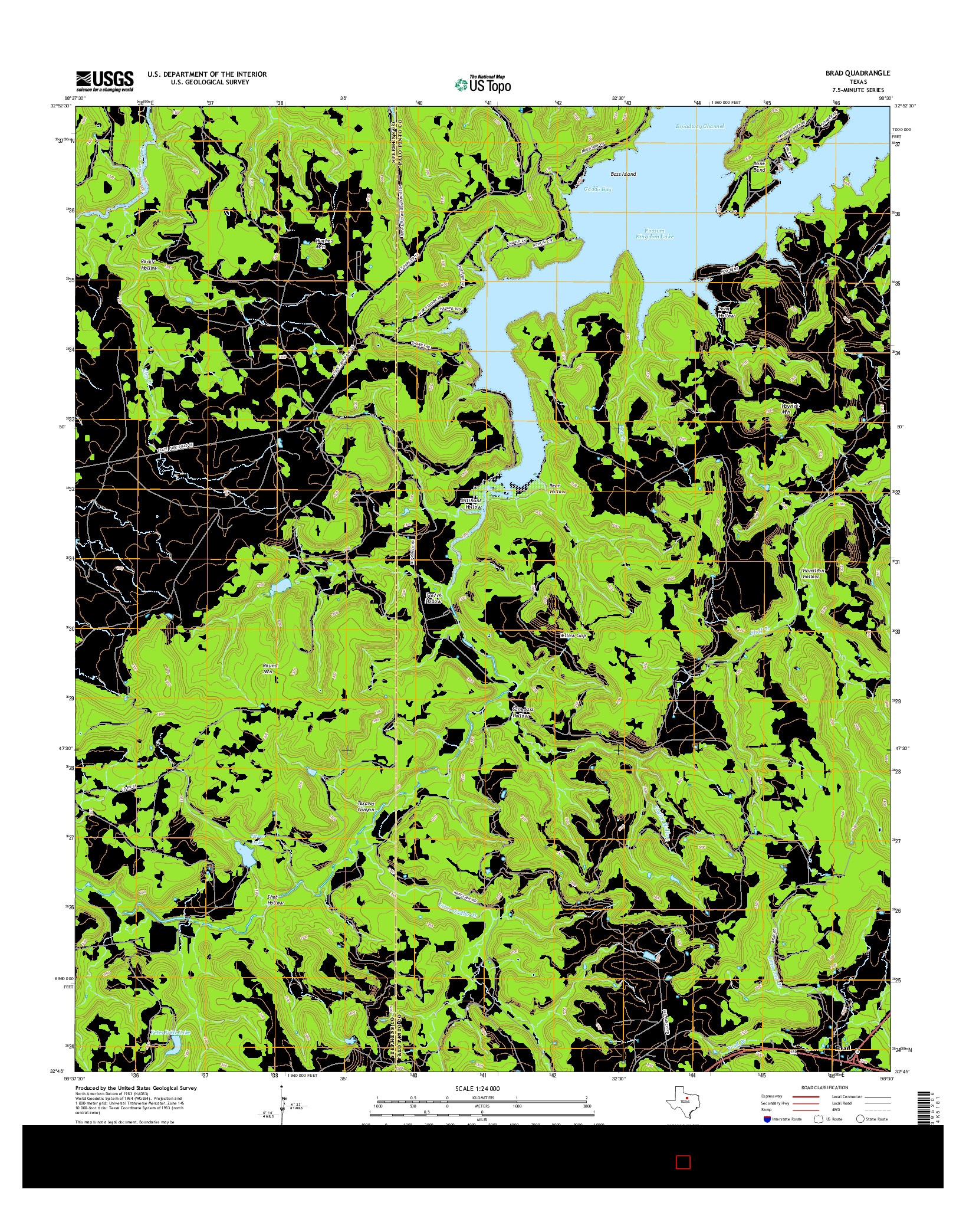 USGS US TOPO 7.5-MINUTE MAP FOR BRAD, TX 2016