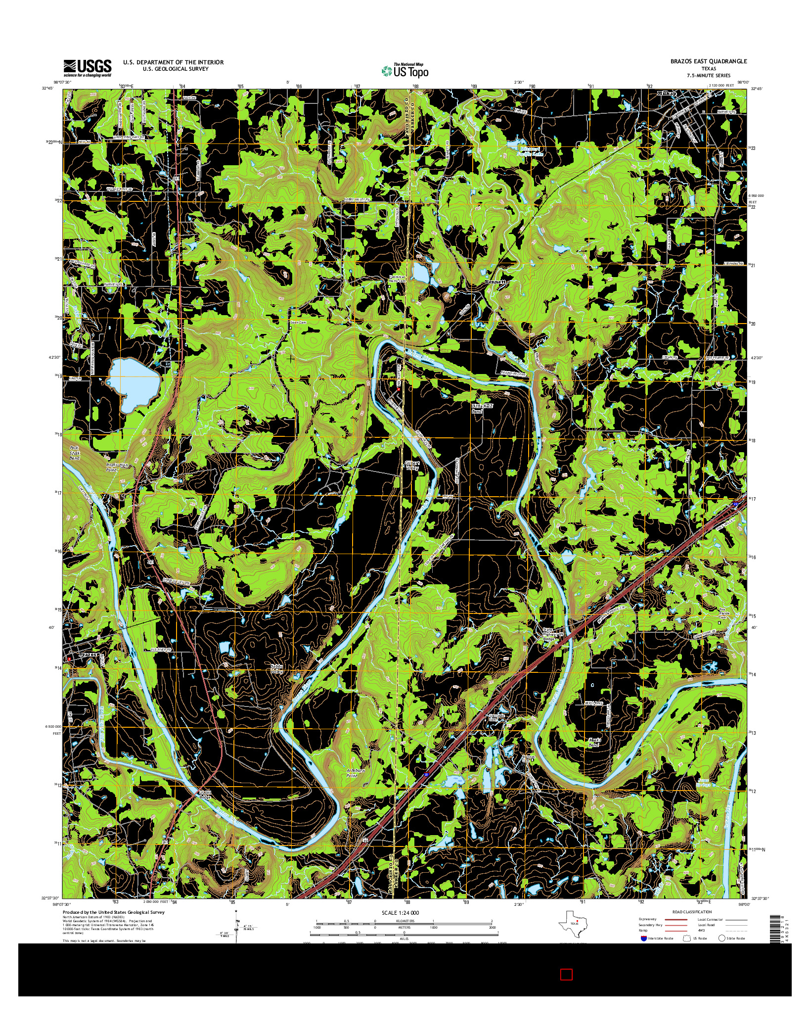 USGS US TOPO 7.5-MINUTE MAP FOR BRAZOS EAST, TX 2016