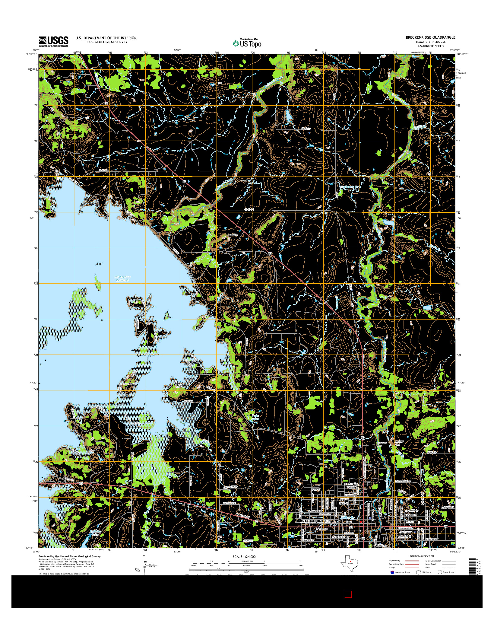 USGS US TOPO 7.5-MINUTE MAP FOR BRECKENRIDGE, TX 2016