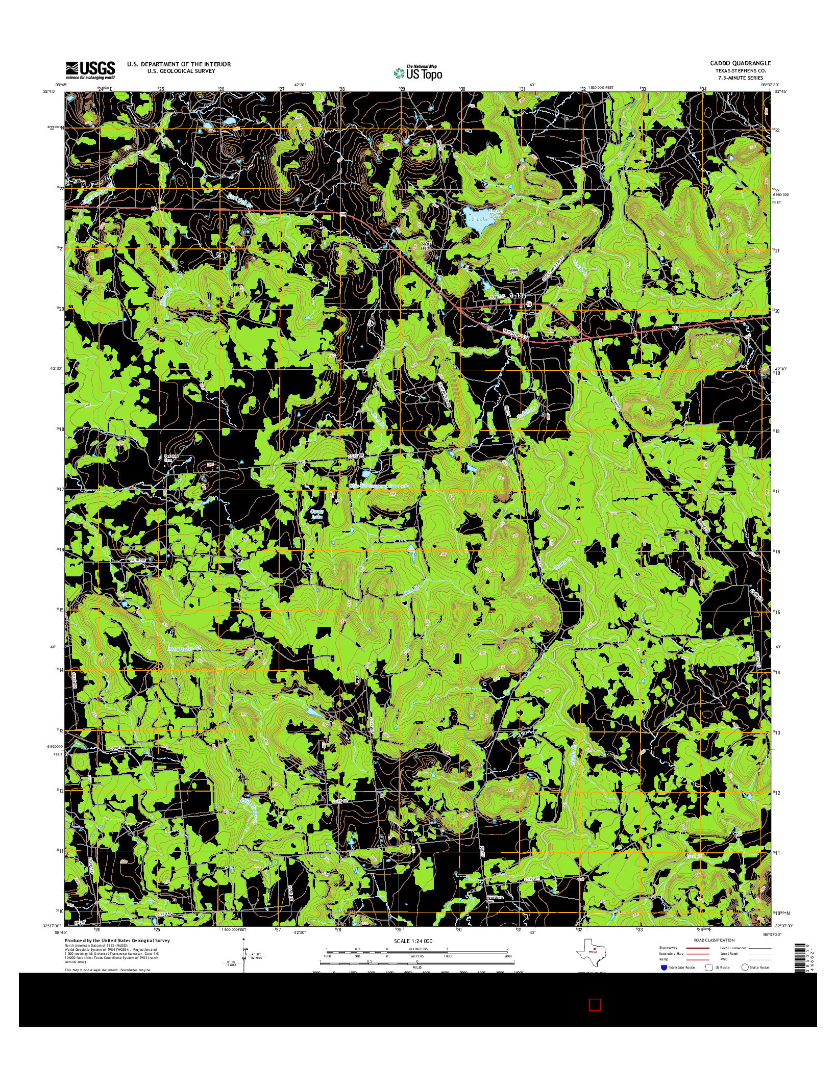 USGS US TOPO 7.5-MINUTE MAP FOR CADDO, TX 2016