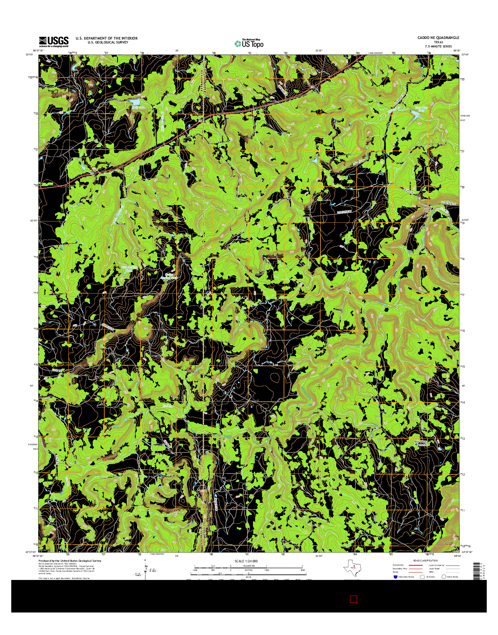 USGS US TOPO 7.5-MINUTE MAP FOR CADDO NE, TX 2016