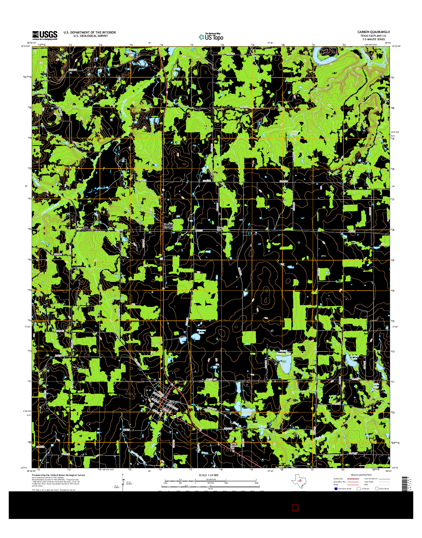 USGS US TOPO 7.5-MINUTE MAP FOR CARBON, TX 2016