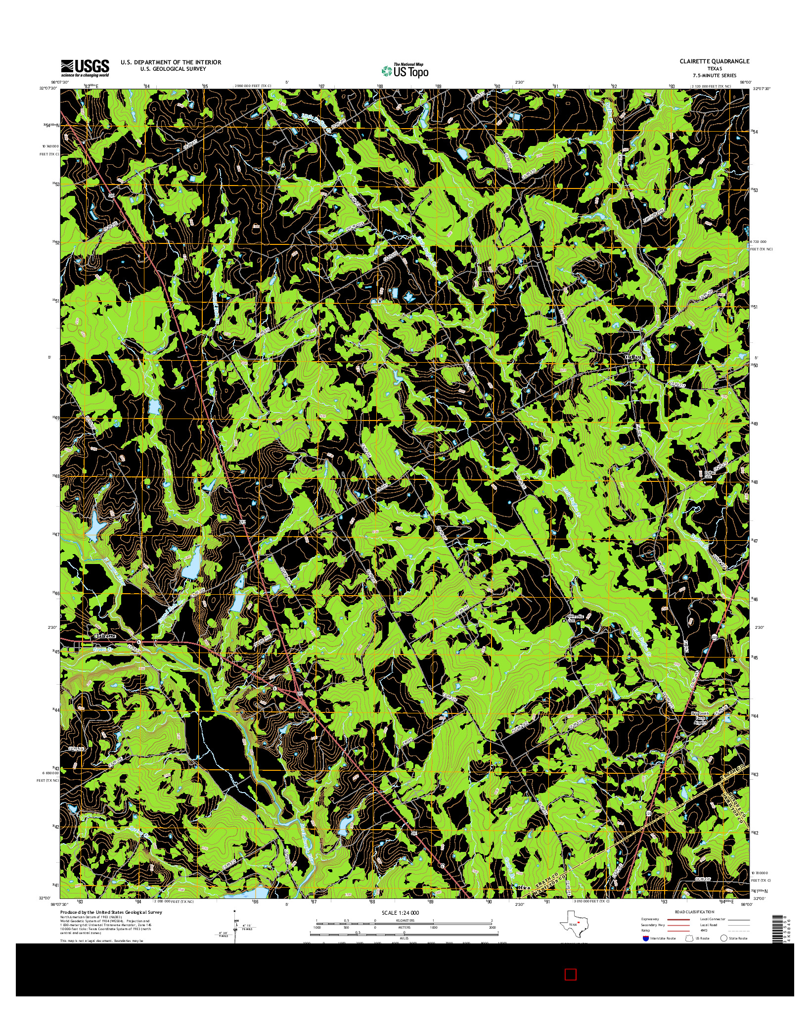 USGS US TOPO 7.5-MINUTE MAP FOR CLAIRETTE, TX 2016