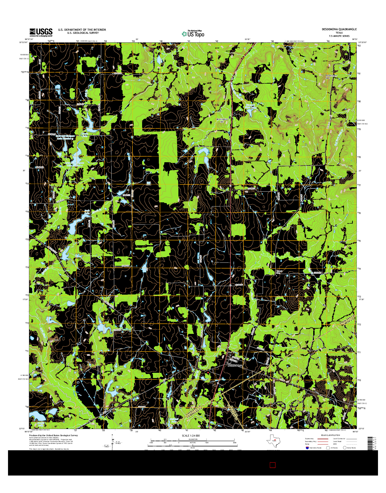 USGS US TOPO 7.5-MINUTE MAP FOR DESDEMONA, TX 2016