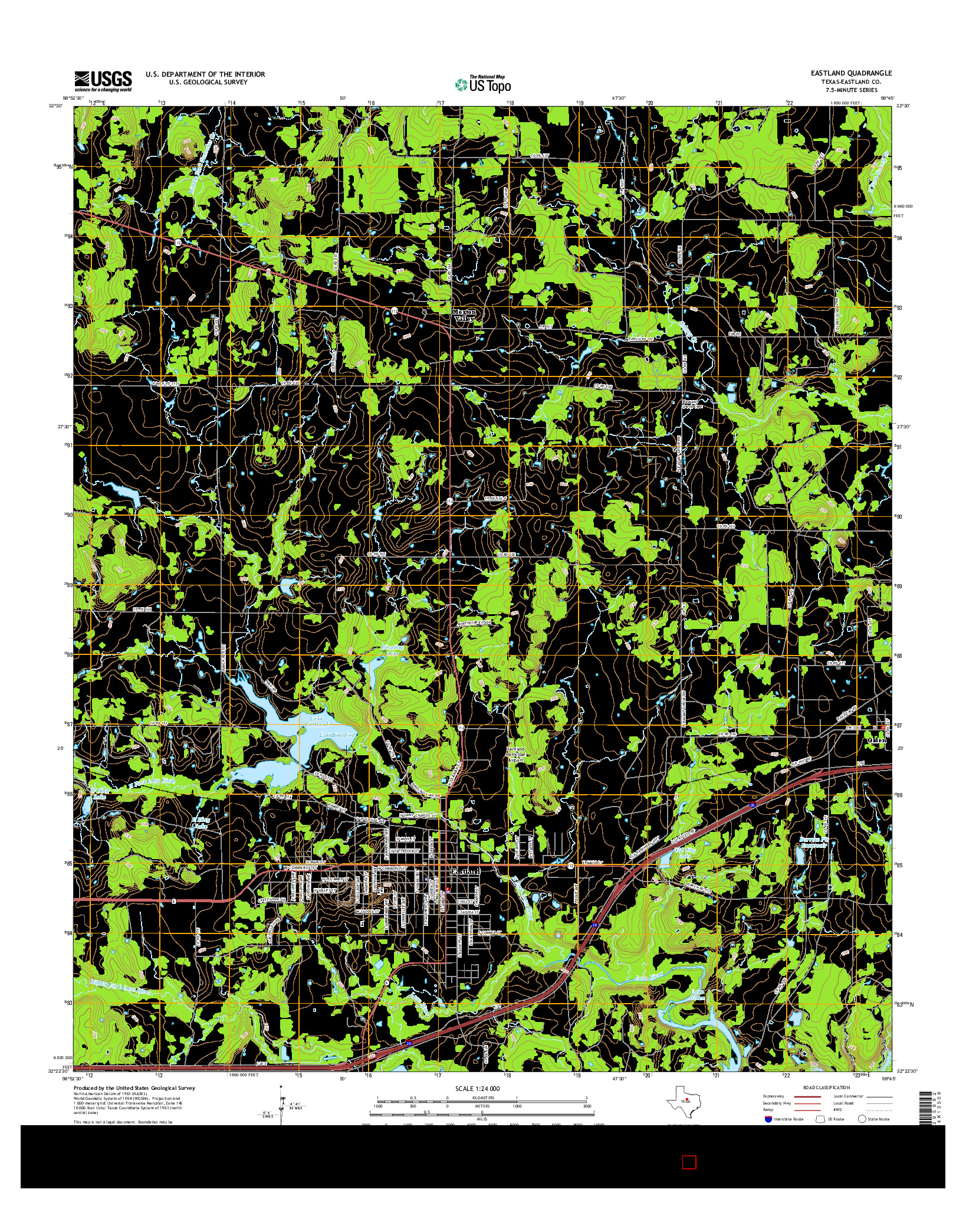 USGS US TOPO 7.5-MINUTE MAP FOR EASTLAND, TX 2016