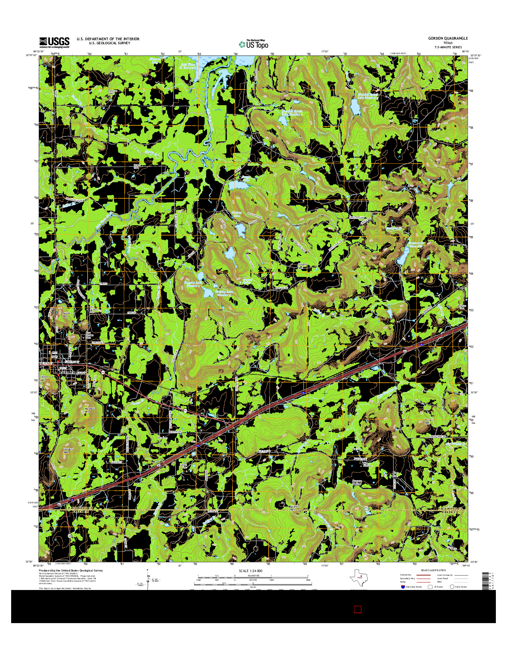 USGS US TOPO 7.5-MINUTE MAP FOR GORDON, TX 2016