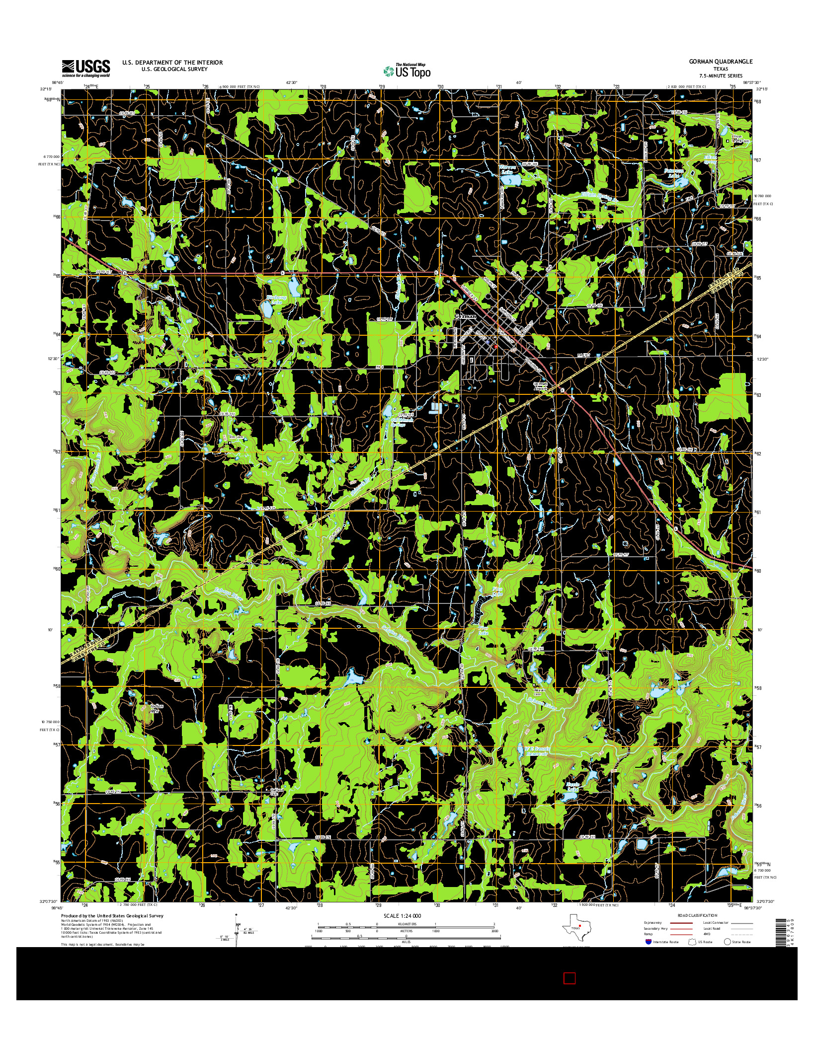 USGS US TOPO 7.5-MINUTE MAP FOR GORMAN, TX 2016