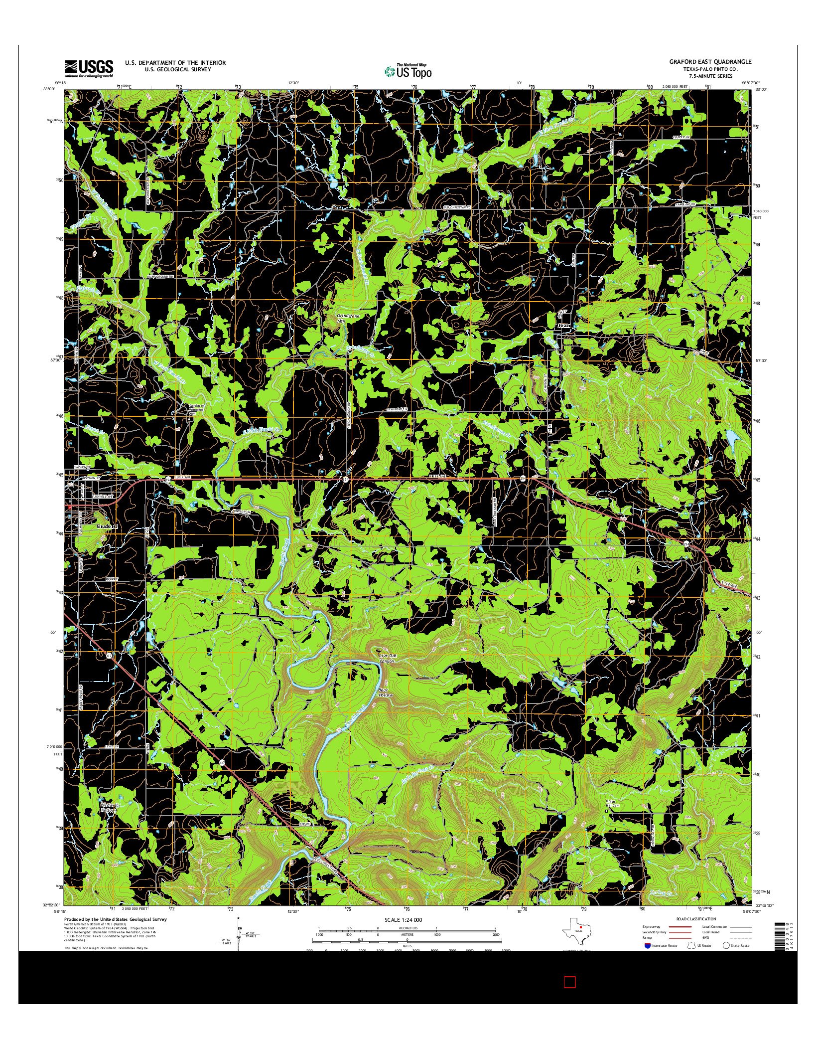 USGS US TOPO 7.5-MINUTE MAP FOR GRAFORD EAST, TX 2016
