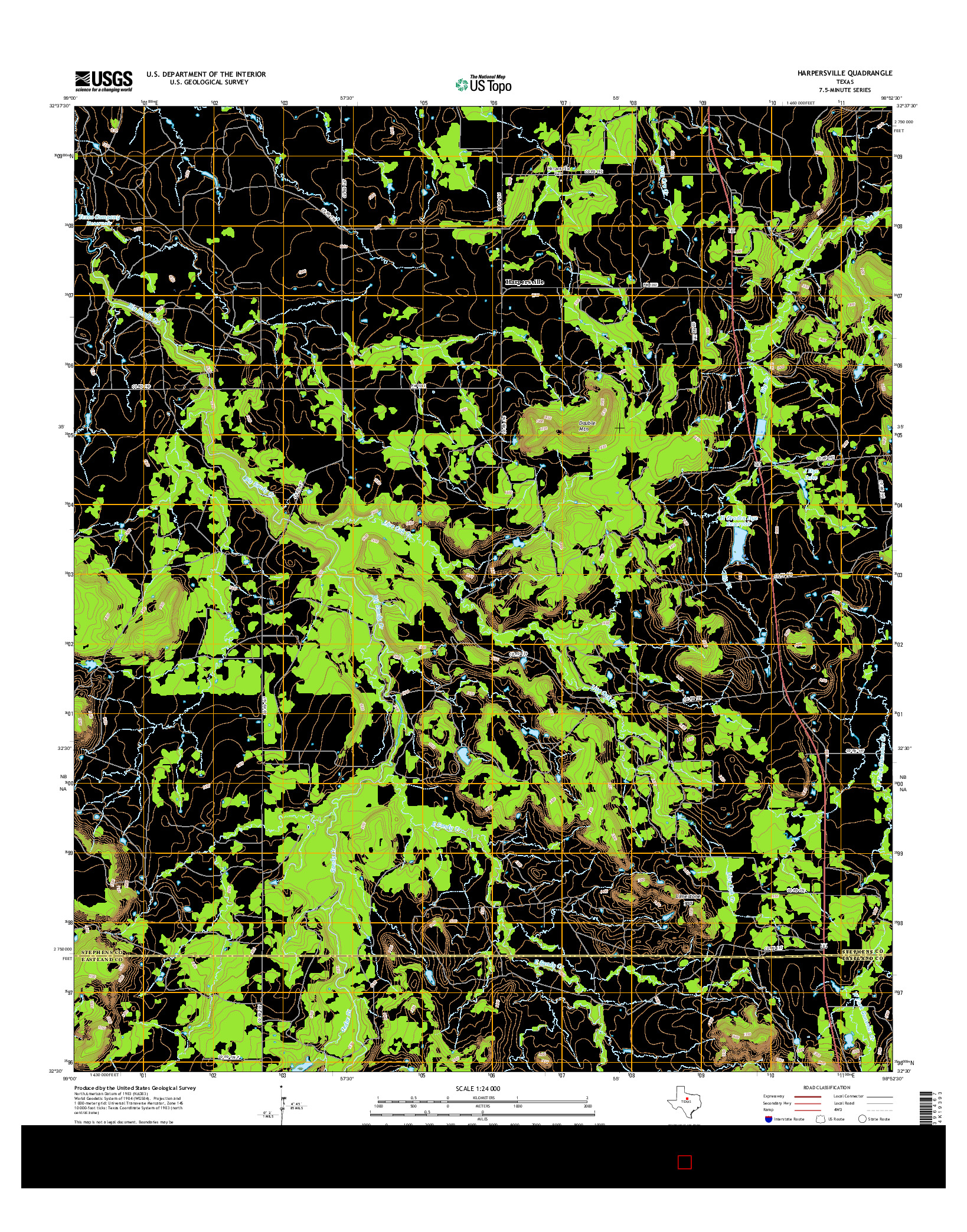 USGS US TOPO 7.5-MINUTE MAP FOR HARPERSVILLE, TX 2016