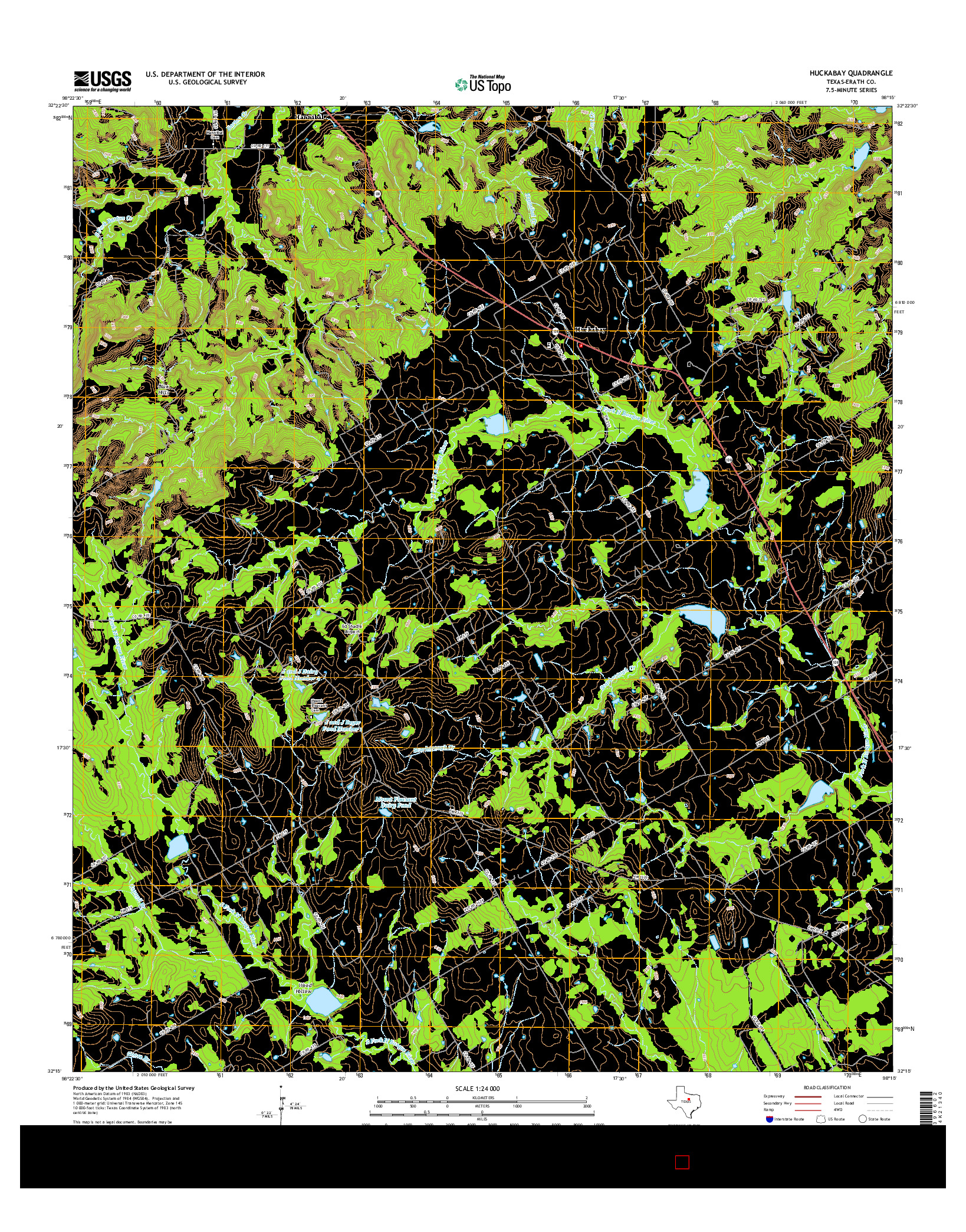 USGS US TOPO 7.5-MINUTE MAP FOR HUCKABAY, TX 2016