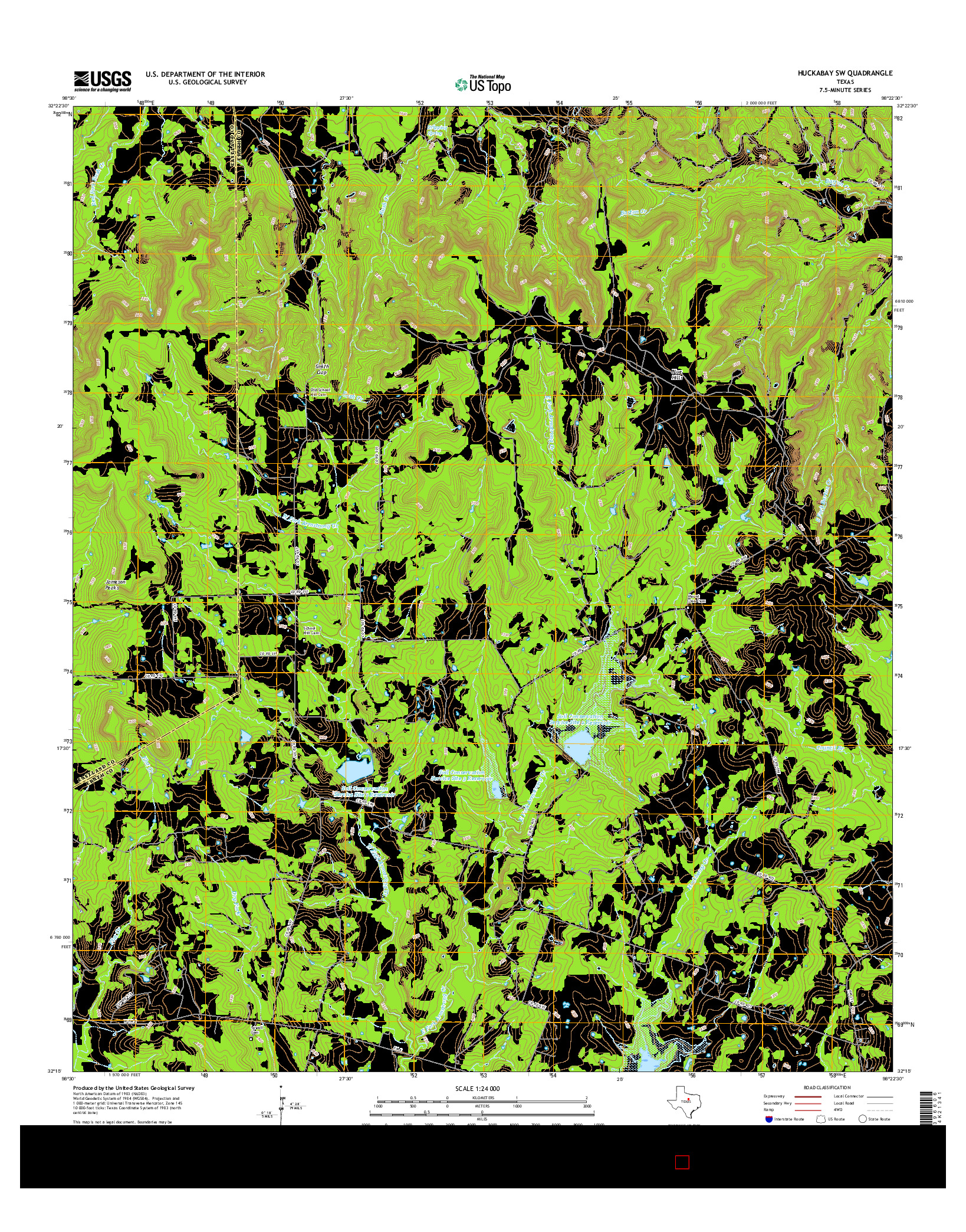 USGS US TOPO 7.5-MINUTE MAP FOR HUCKABAY SW, TX 2016