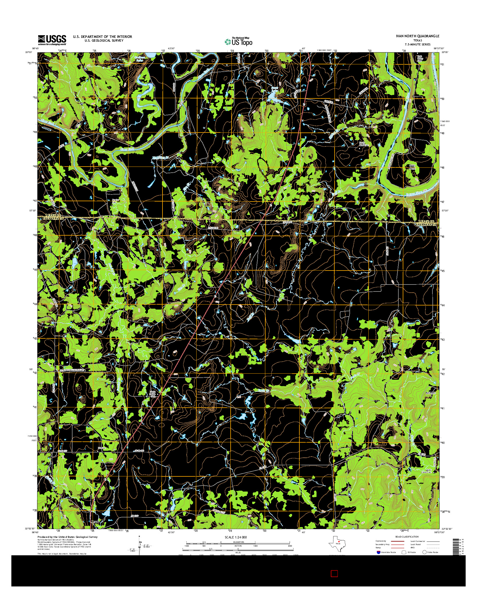 USGS US TOPO 7.5-MINUTE MAP FOR IVAN NORTH, TX 2016