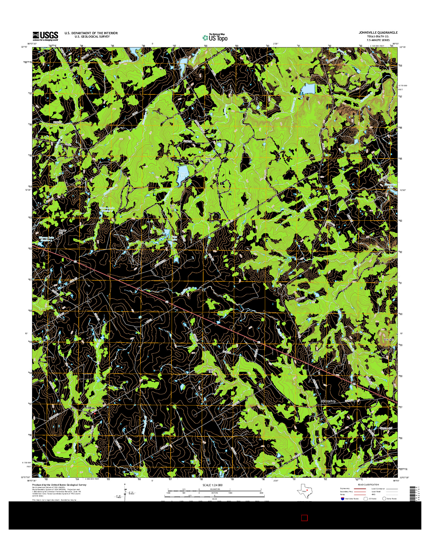 USGS US TOPO 7.5-MINUTE MAP FOR JOHNSVILLE, TX 2016