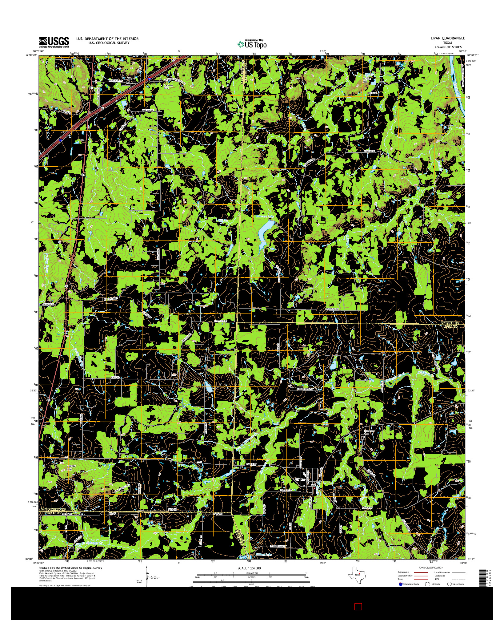 USGS US TOPO 7.5-MINUTE MAP FOR LIPAN, TX 2016