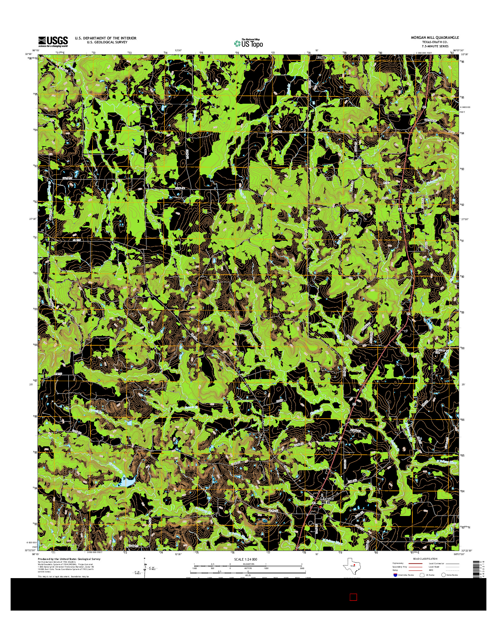 USGS US TOPO 7.5-MINUTE MAP FOR MORGAN MILL, TX 2016