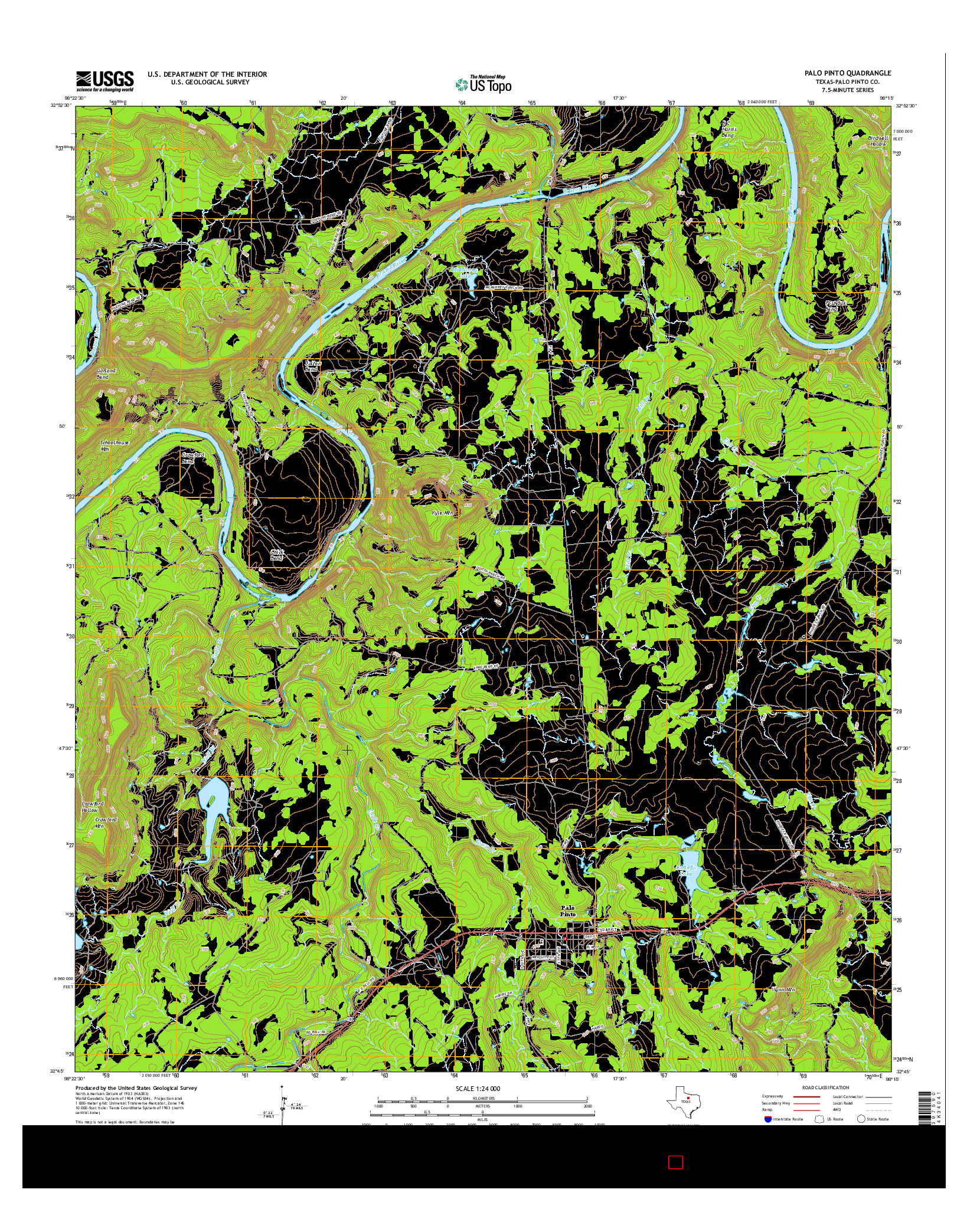 USGS US TOPO 7.5-MINUTE MAP FOR PALO PINTO, TX 2016