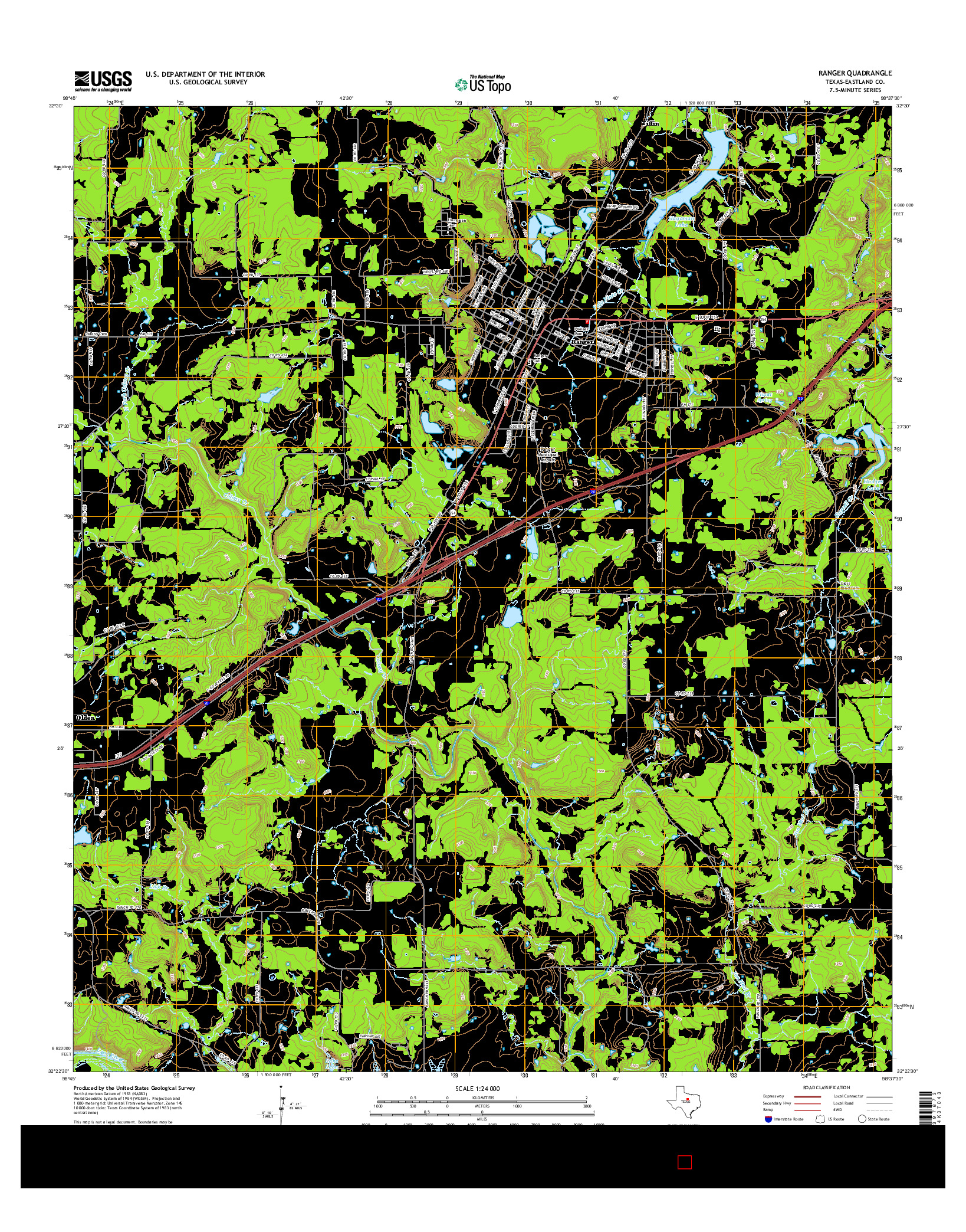 USGS US TOPO 7.5-MINUTE MAP FOR RANGER, TX 2016