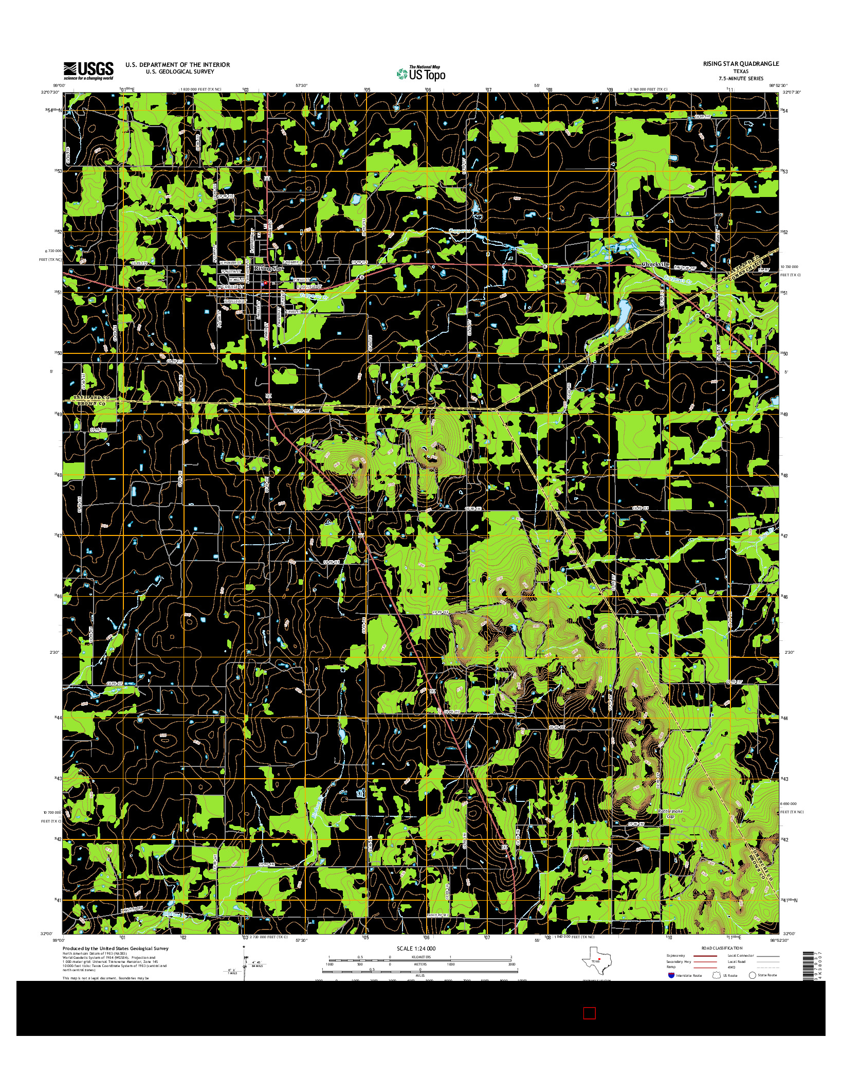 USGS US TOPO 7.5-MINUTE MAP FOR RISING STAR, TX 2016