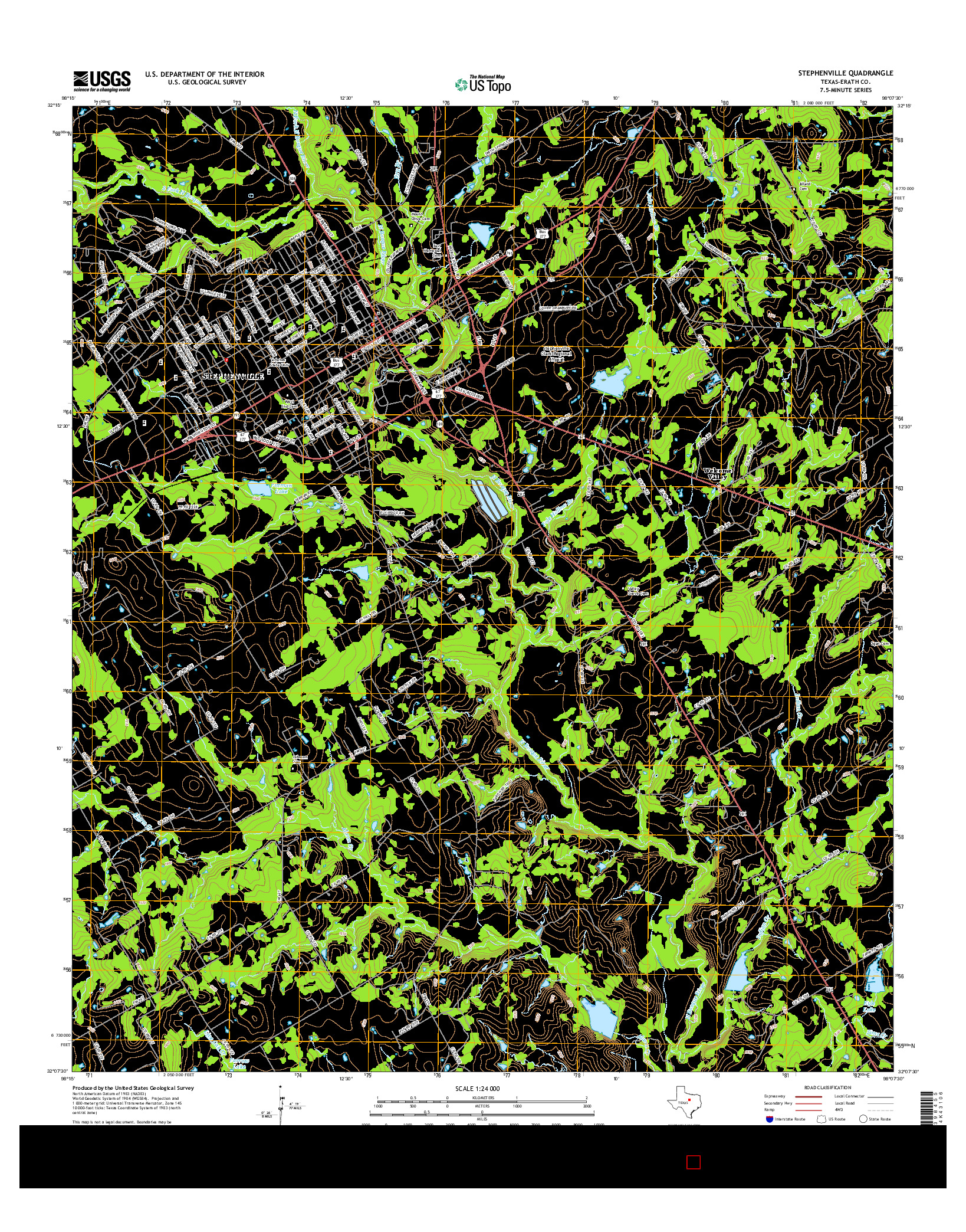 USGS US TOPO 7.5-MINUTE MAP FOR STEPHENVILLE, TX 2016