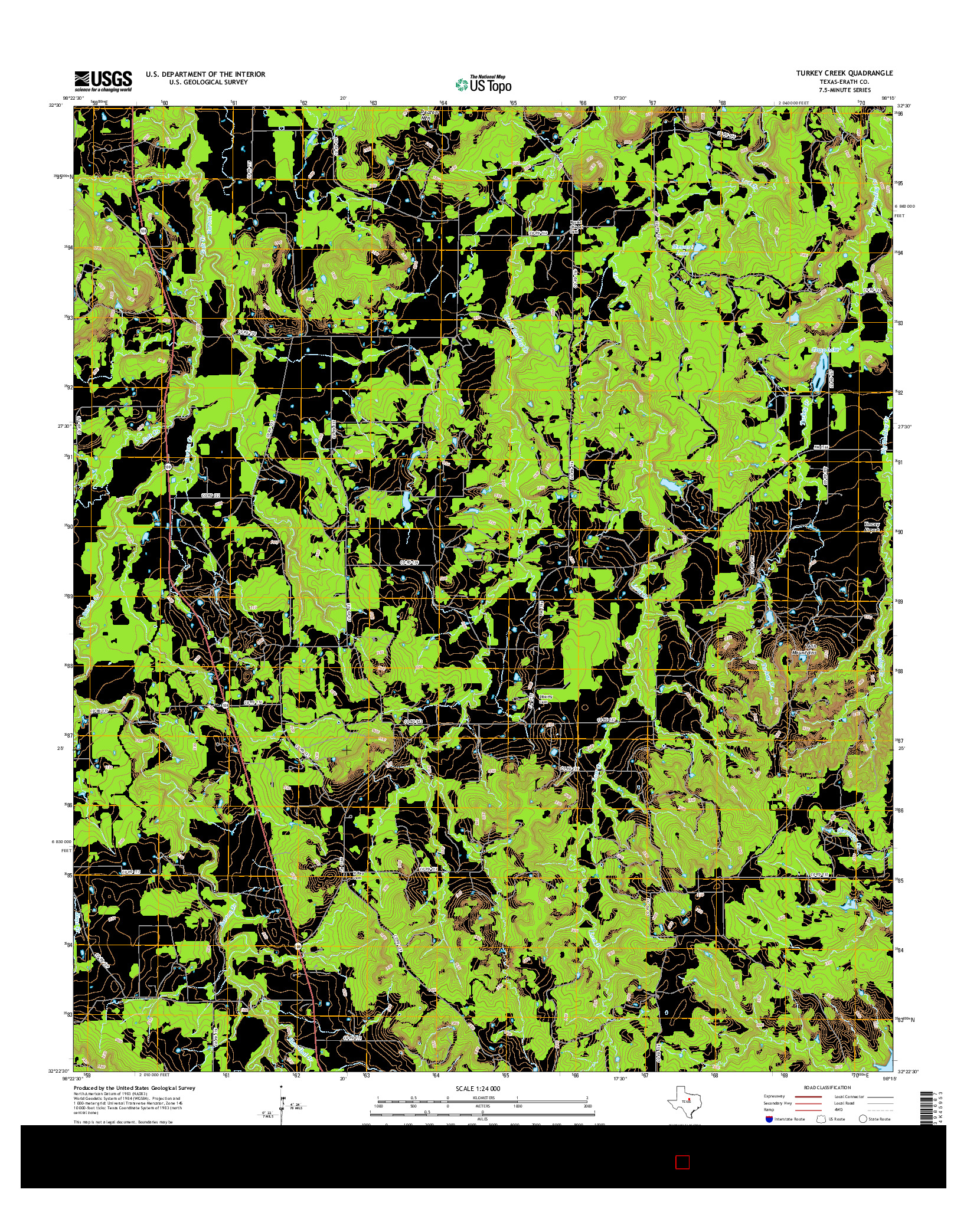 USGS US TOPO 7.5-MINUTE MAP FOR TURKEY CREEK, TX 2016