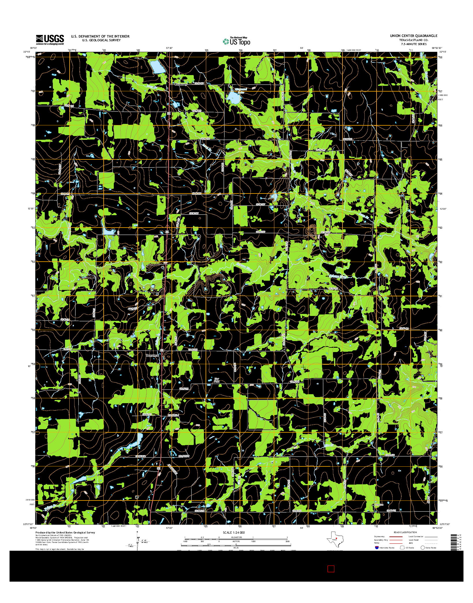 USGS US TOPO 7.5-MINUTE MAP FOR UNION CENTER, TX 2016