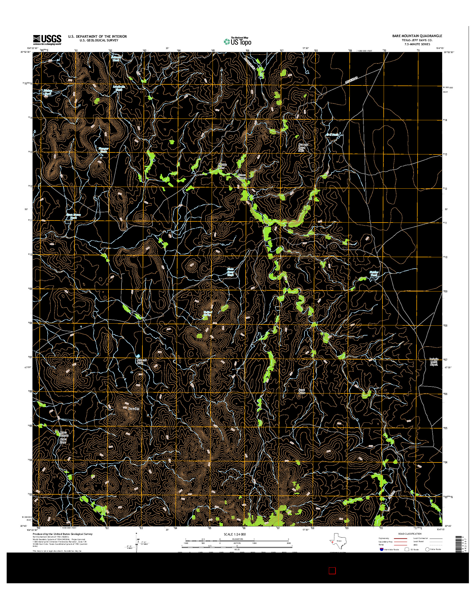 USGS US TOPO 7.5-MINUTE MAP FOR BARE MOUNTAIN, TX 2016