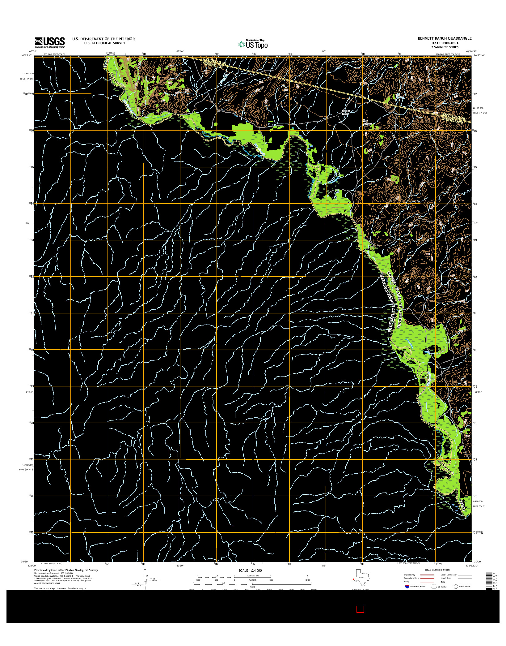 USGS US TOPO 7.5-MINUTE MAP FOR BENNETT RANCH, TX-CHH 2016