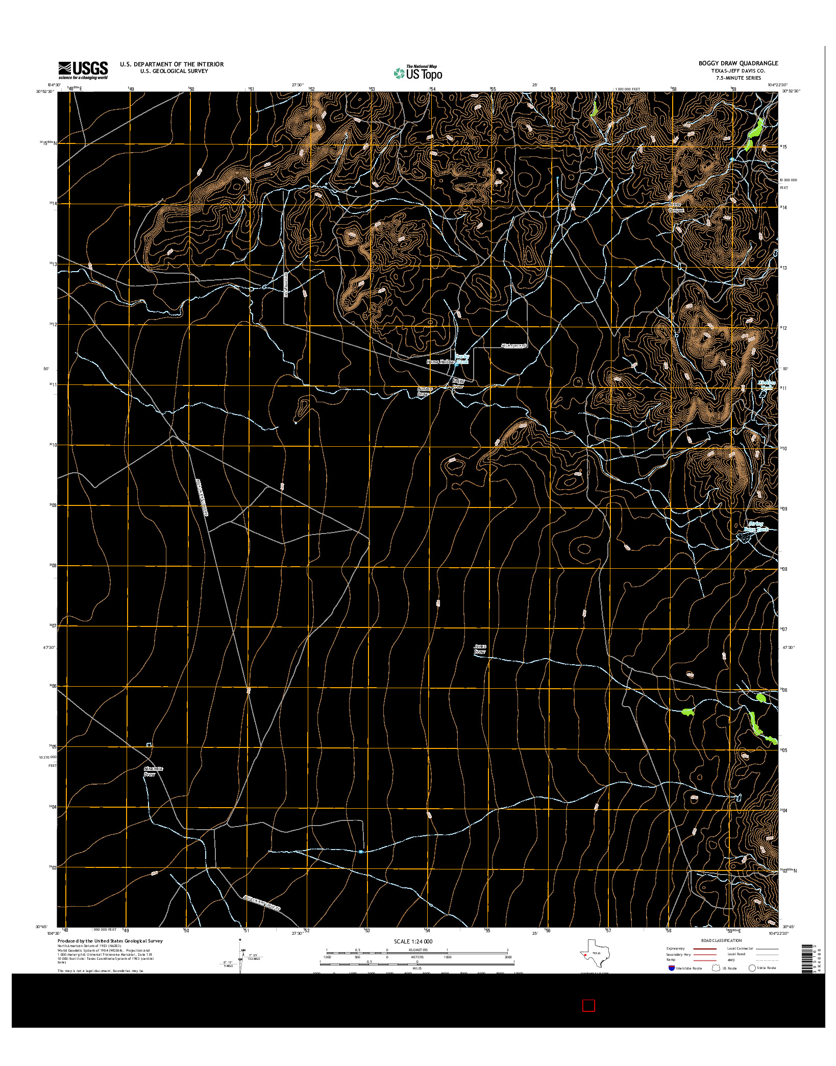 USGS US TOPO 7.5-MINUTE MAP FOR BOGGY DRAW, TX 2016