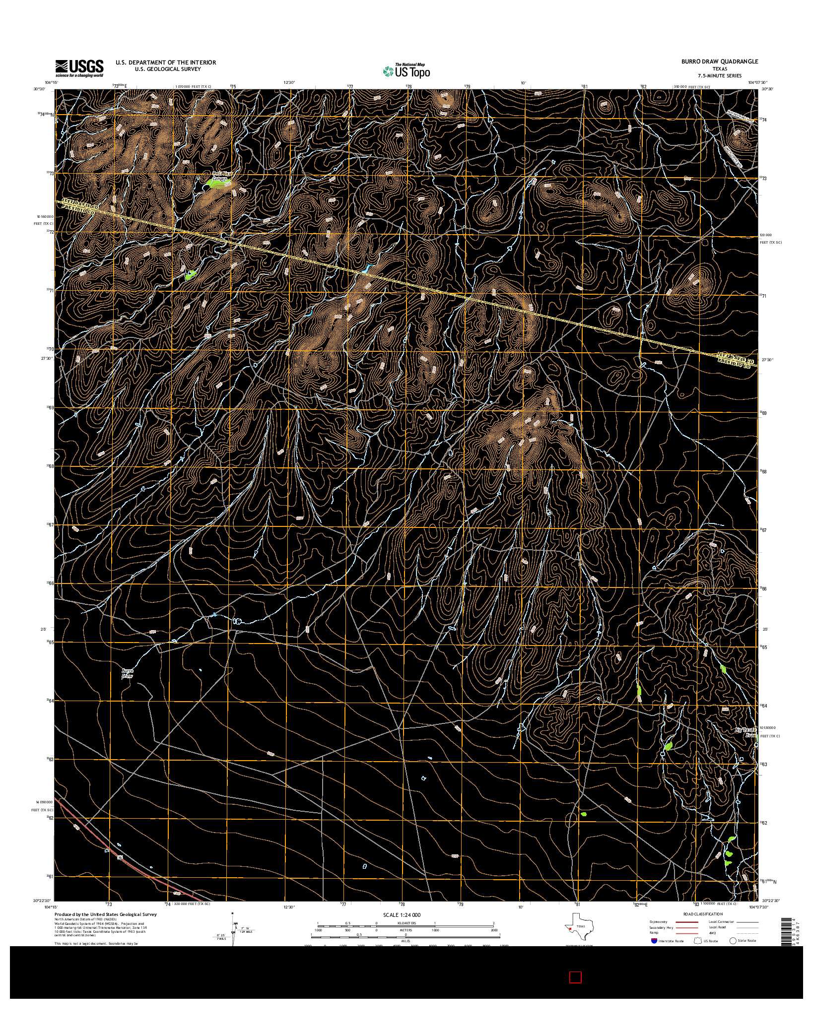 USGS US TOPO 7.5-MINUTE MAP FOR BURRO DRAW, TX 2016