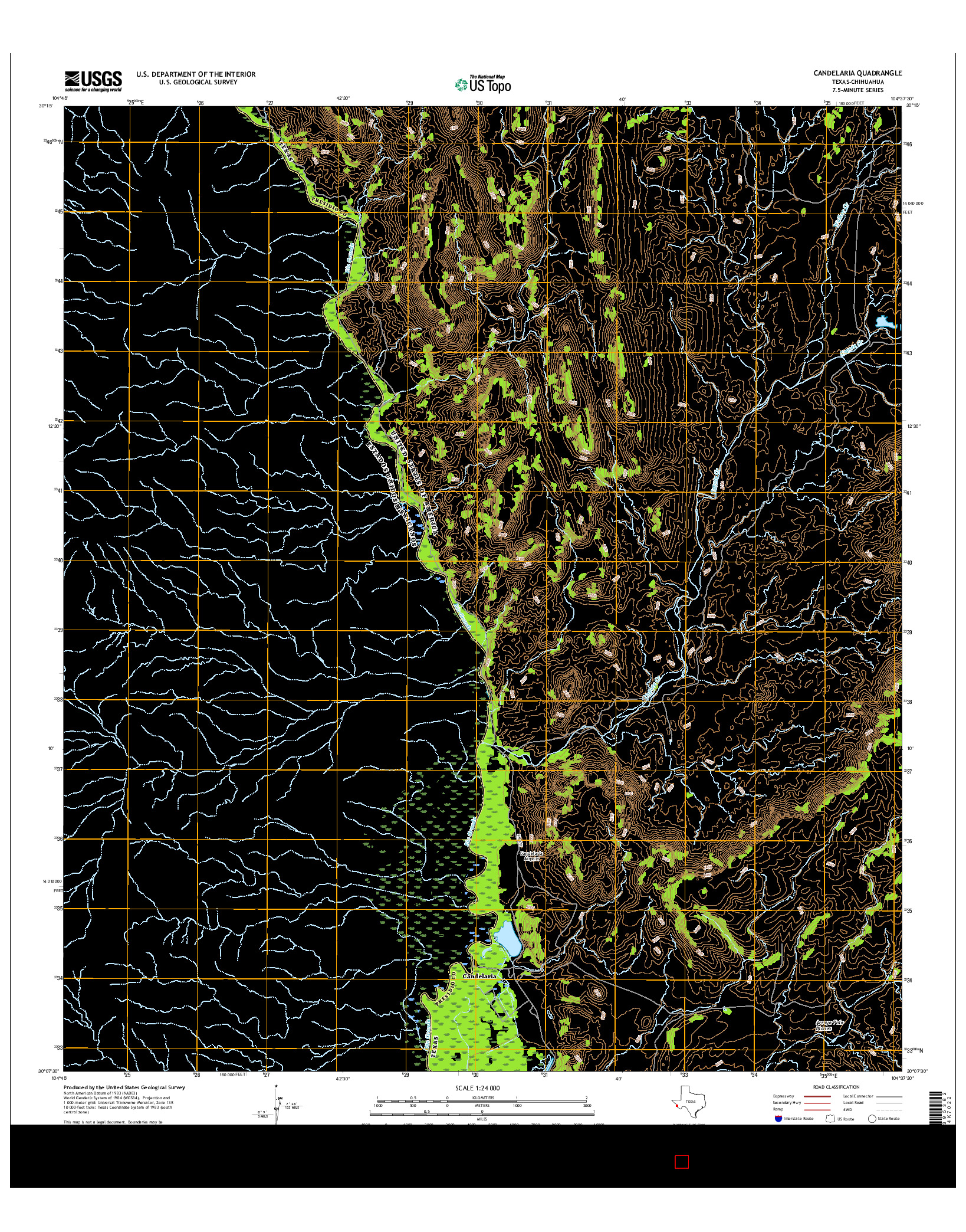 USGS US TOPO 7.5-MINUTE MAP FOR CANDELARIA, TX-CHH 2016