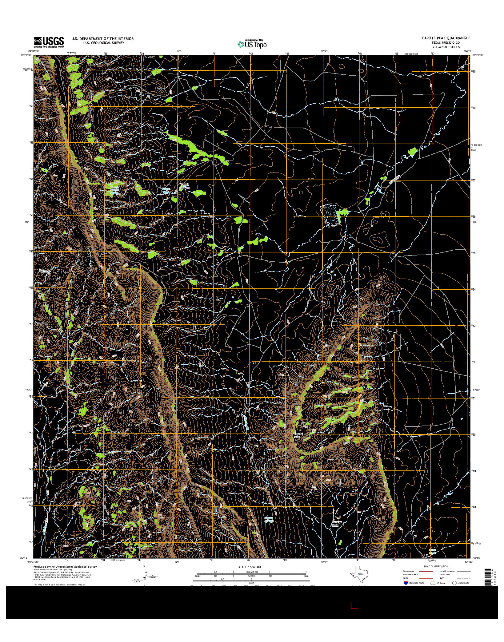 USGS US TOPO 7.5-MINUTE MAP FOR CAPOTE PEAK, TX 2016