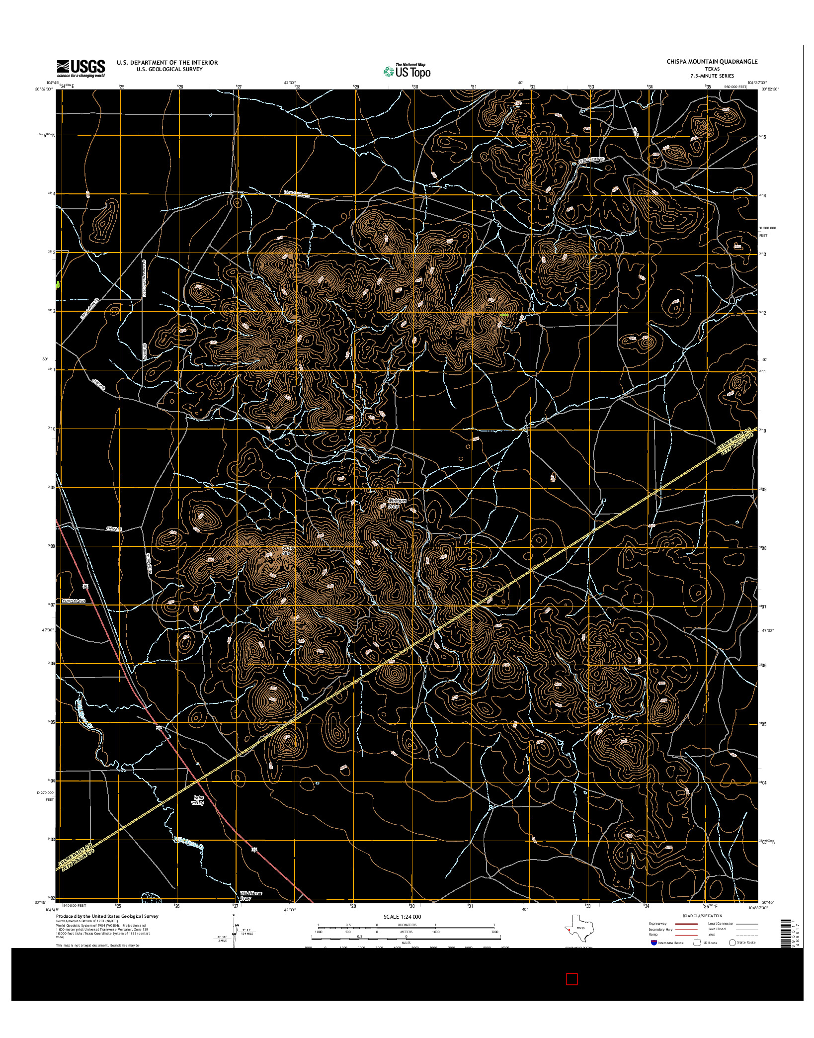 USGS US TOPO 7.5-MINUTE MAP FOR CHISPA MOUNTAIN, TX 2016