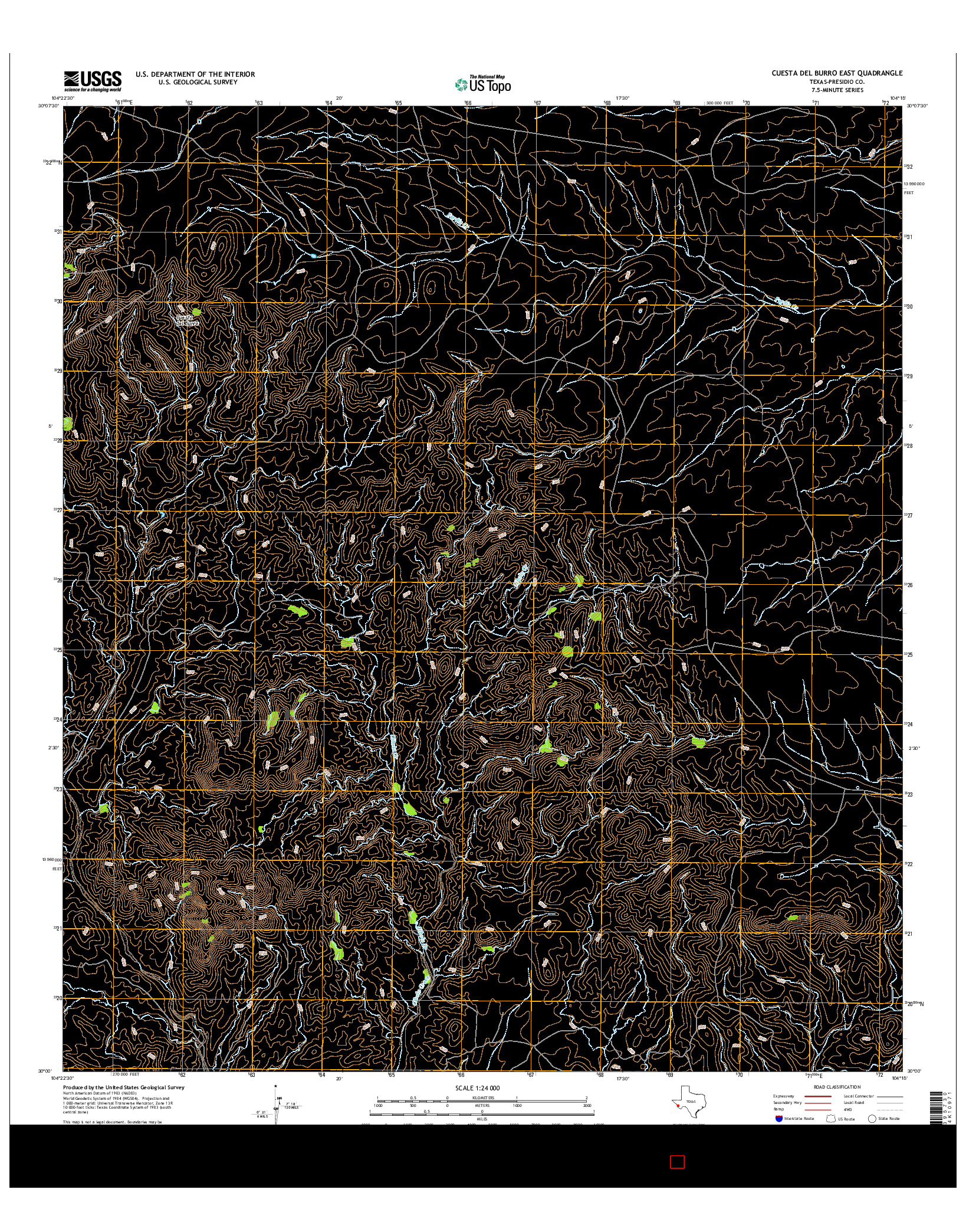 USGS US TOPO 7.5-MINUTE MAP FOR CUESTA DEL BURRO EAST, TX 2016